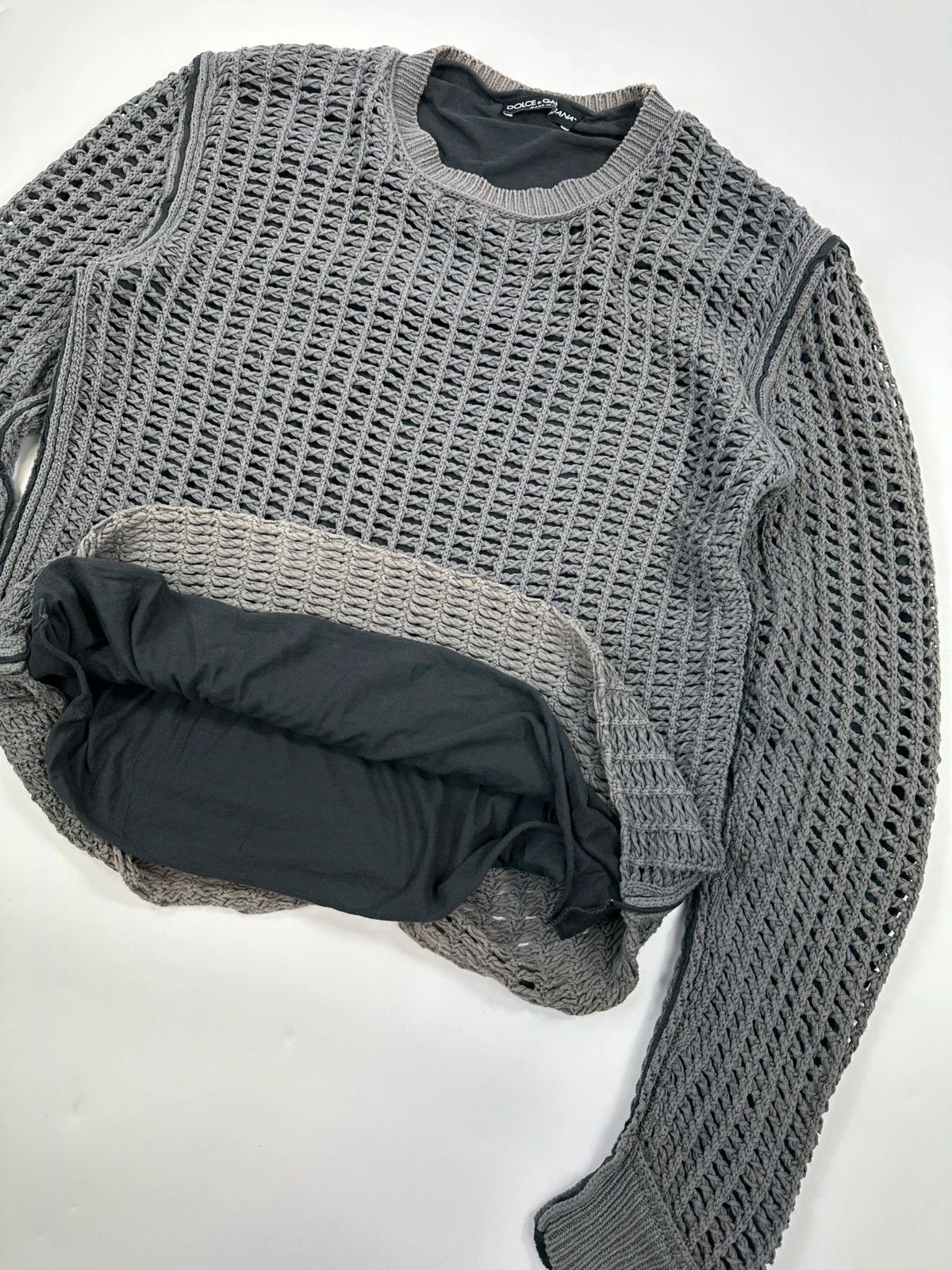 Dolce & Gabbana Dolce & Gabbana 00’s Net Double Layer Grey Mesh Cotton Knit Size US M / EU 48-50 / 2 - 4 Thumbnail