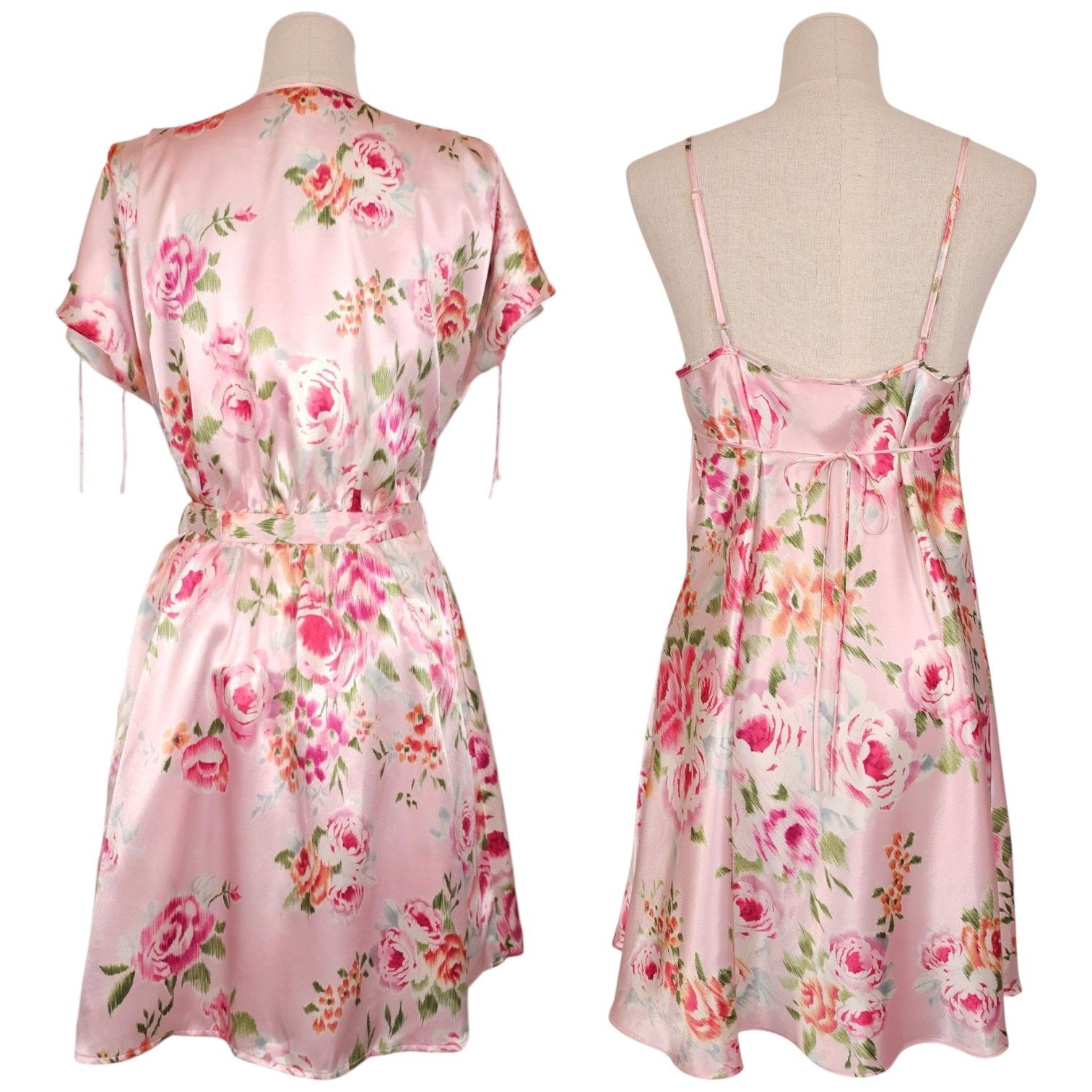Oscar De La Renta Oscar de la Renta Pink Label Satin Robe & Nightgown Set S Size ONE SIZE - 3 Thumbnail