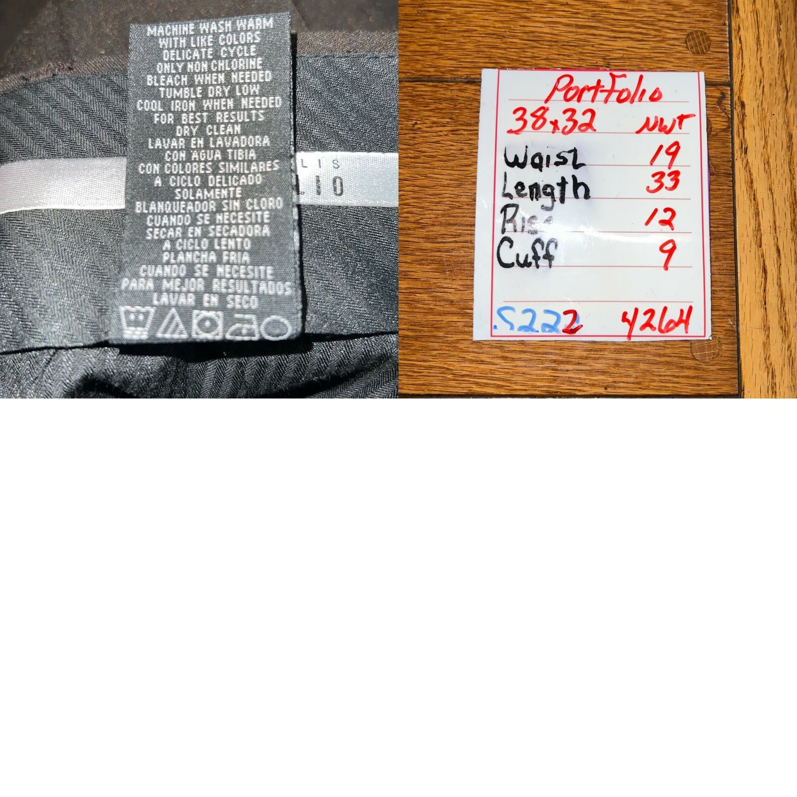 Perry Ellis Perry Ellis Portfolio Mens Flat Front High Rise Dark Gray Dress Pants 38X32 Size US 38 / EU 54 - 8 Thumbnail