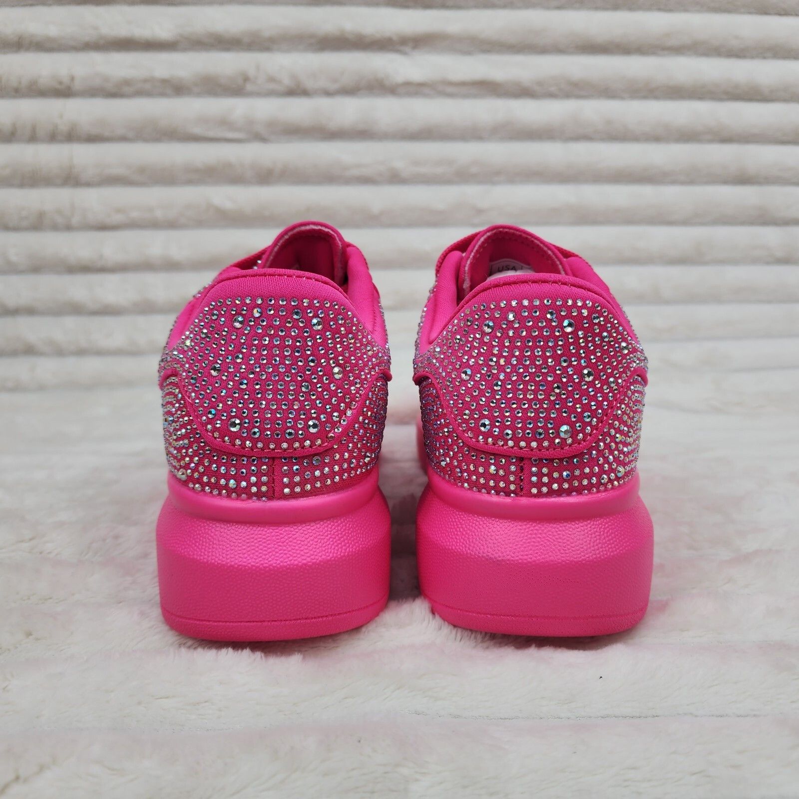 Other Cush Baby Bright Pink Fuchsia Rhinestone Sneakers Tennis Sho Size US 6 / IT 36 - 4 Thumbnail