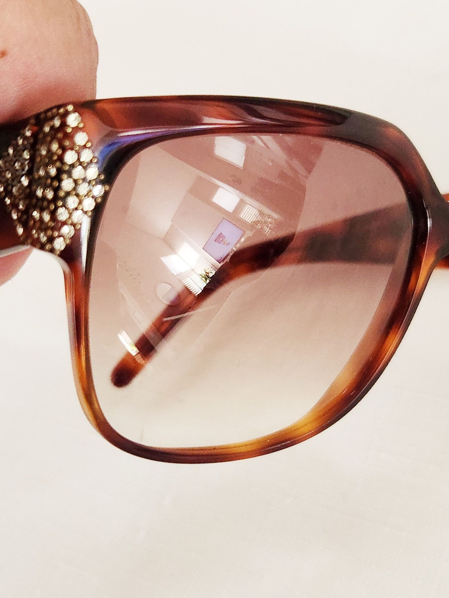 Designer × Vintage Stendhal Vintage Sunglasses Tortoise shell with Rhinestones Size ONE SIZE - 14 Thumbnail