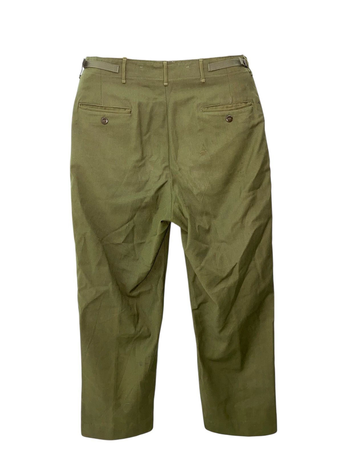 Vintage Vtg US Army 1950s military issue olive wool field trousers Size US 33 - 4 Thumbnail