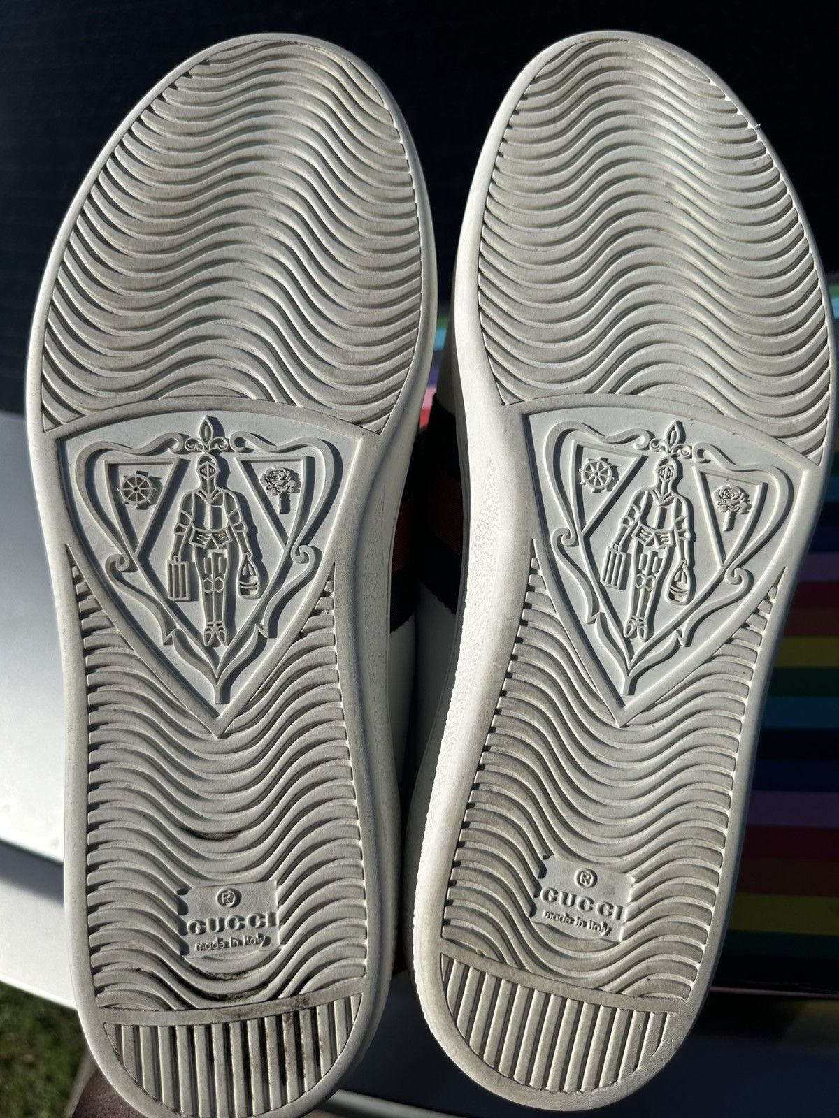 Gucci Gucci Ace Rainbow Patch Designer Sneakers Size 12.5 Size US 12.5 / EU 45-46 - 5 Thumbnail