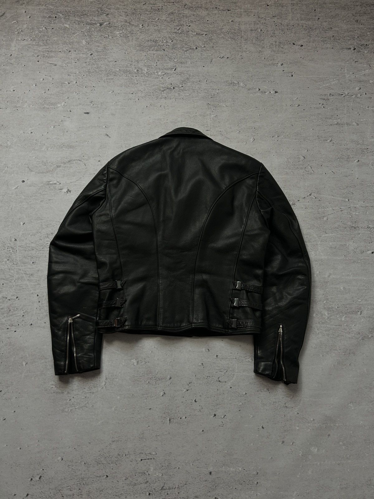 💥Vintage Real Leather Avant Garde Jacket 90s Italy Designer💥