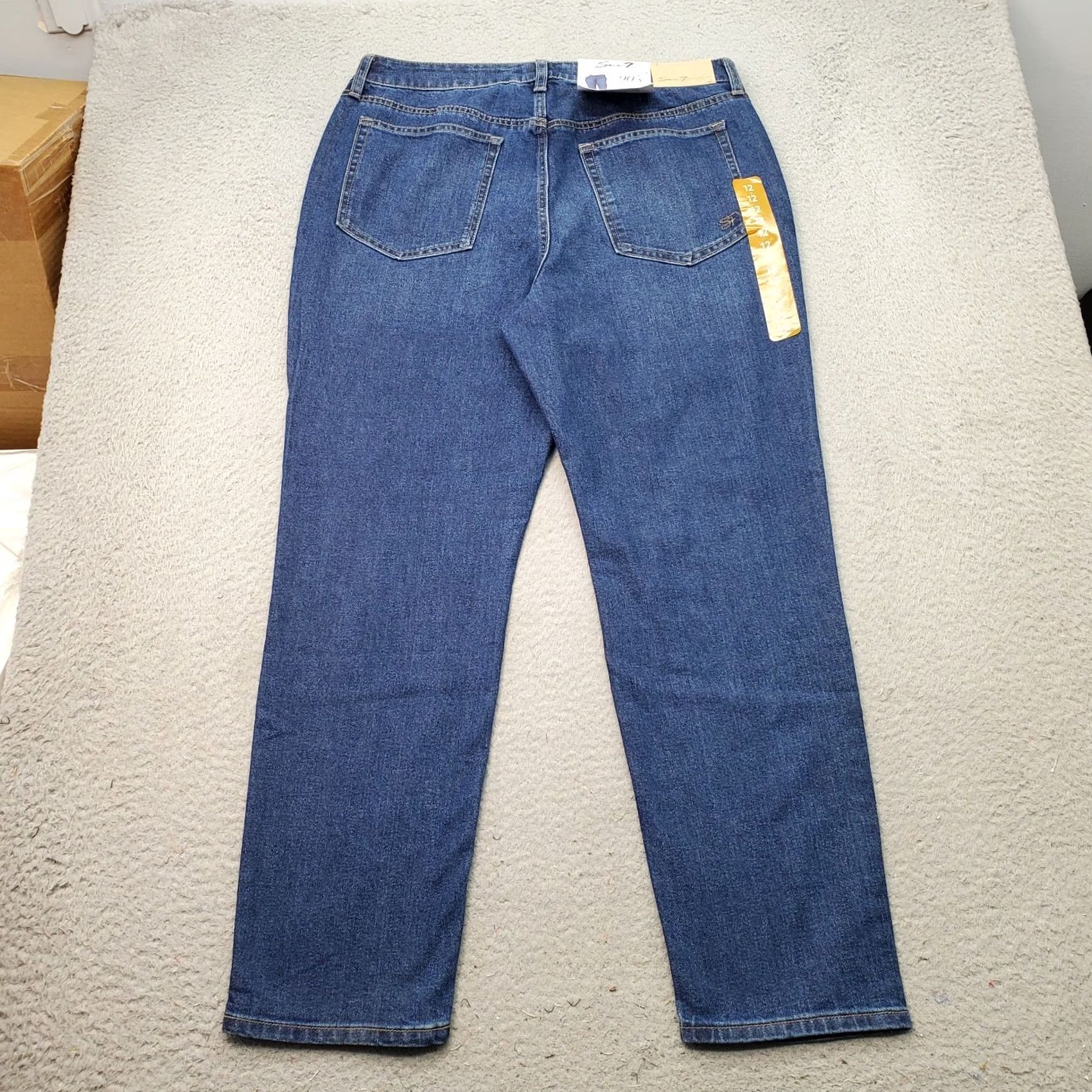 Vintage Seven7 Jeans Womens 12 Blue Denim Stretch Regular Fit Straight High Rise Jeans Size 34" / US 12 / IT 48 - 2 Thumbnail