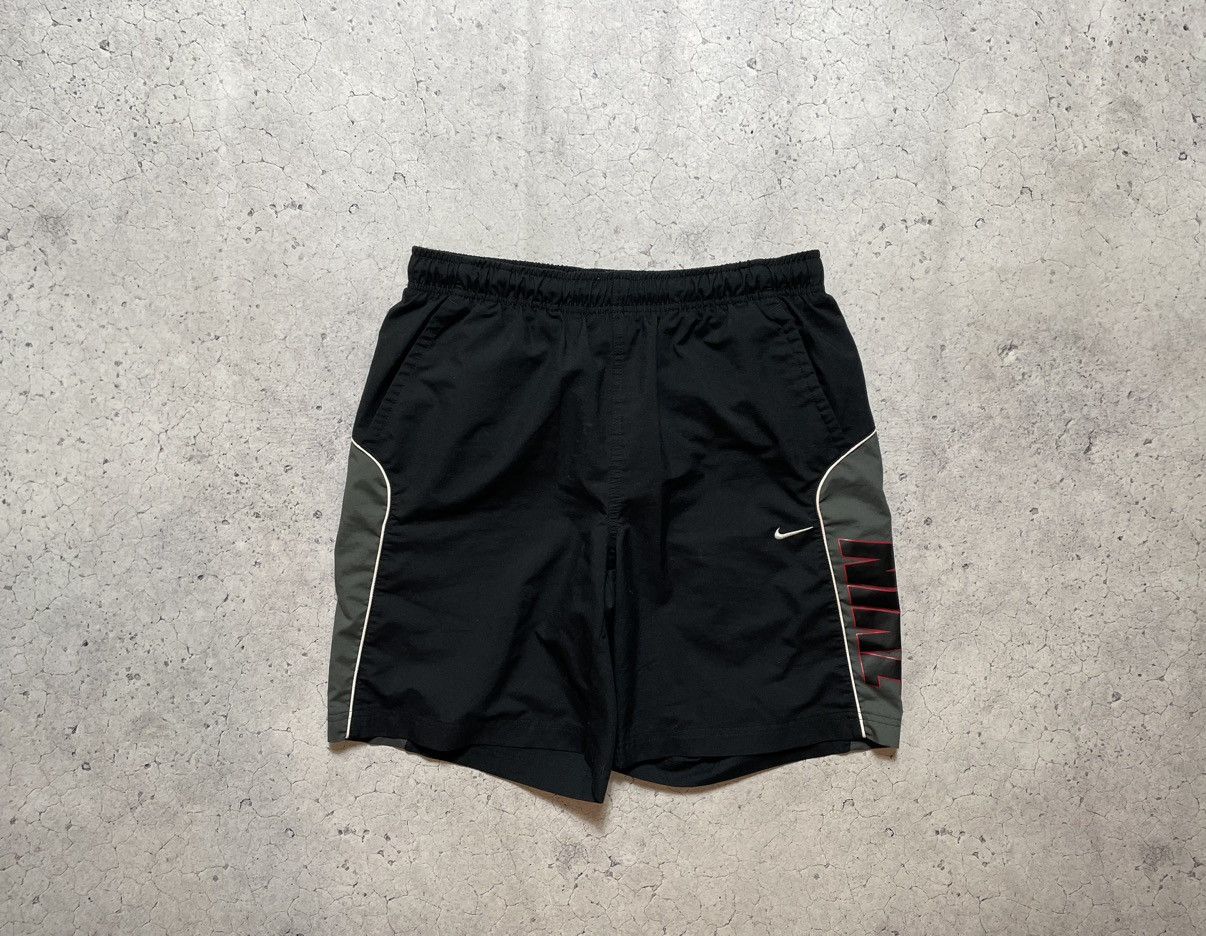 Nike × Vintage Vintage Nylon Nike Big Swoosh Logo Drill Y2K Shorts Size US 32 / EU 48 - 2 Thumbnail