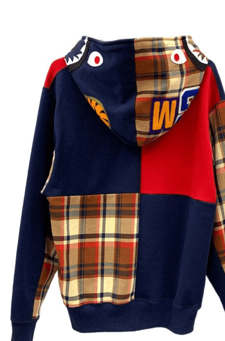 Bape Bape Plaid Half Shark Navy Full Zip Hoodie M Size US M / EU 48-50 / 2 - 2 Thumbnail