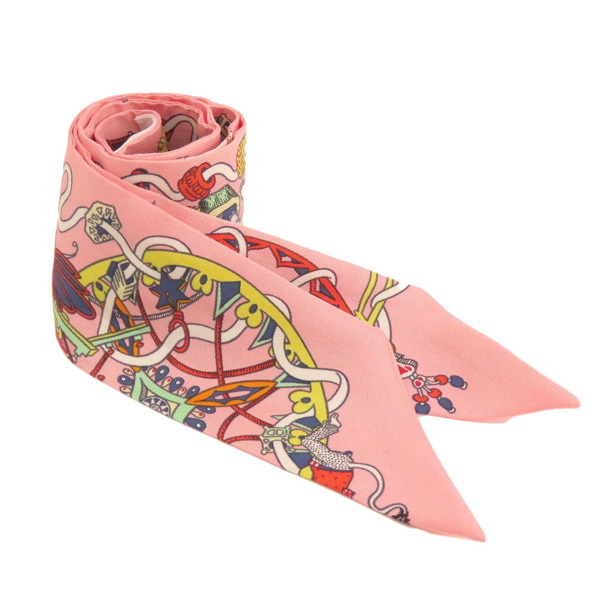 image of Hermes Twilly Scarf Muffler Silk Women's in Pink
