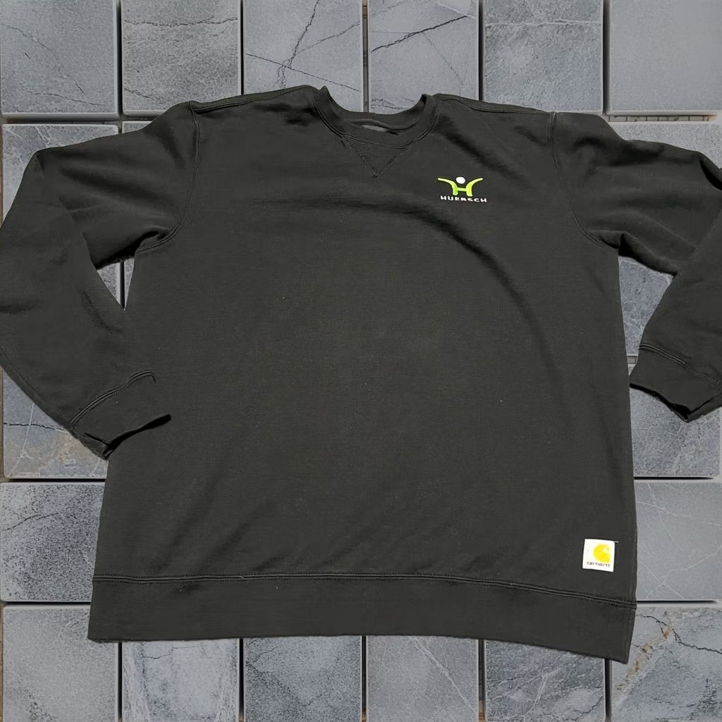 Carhartt Sweatshirt Mens Large Black Loose Crewneck Company Logo, Men's