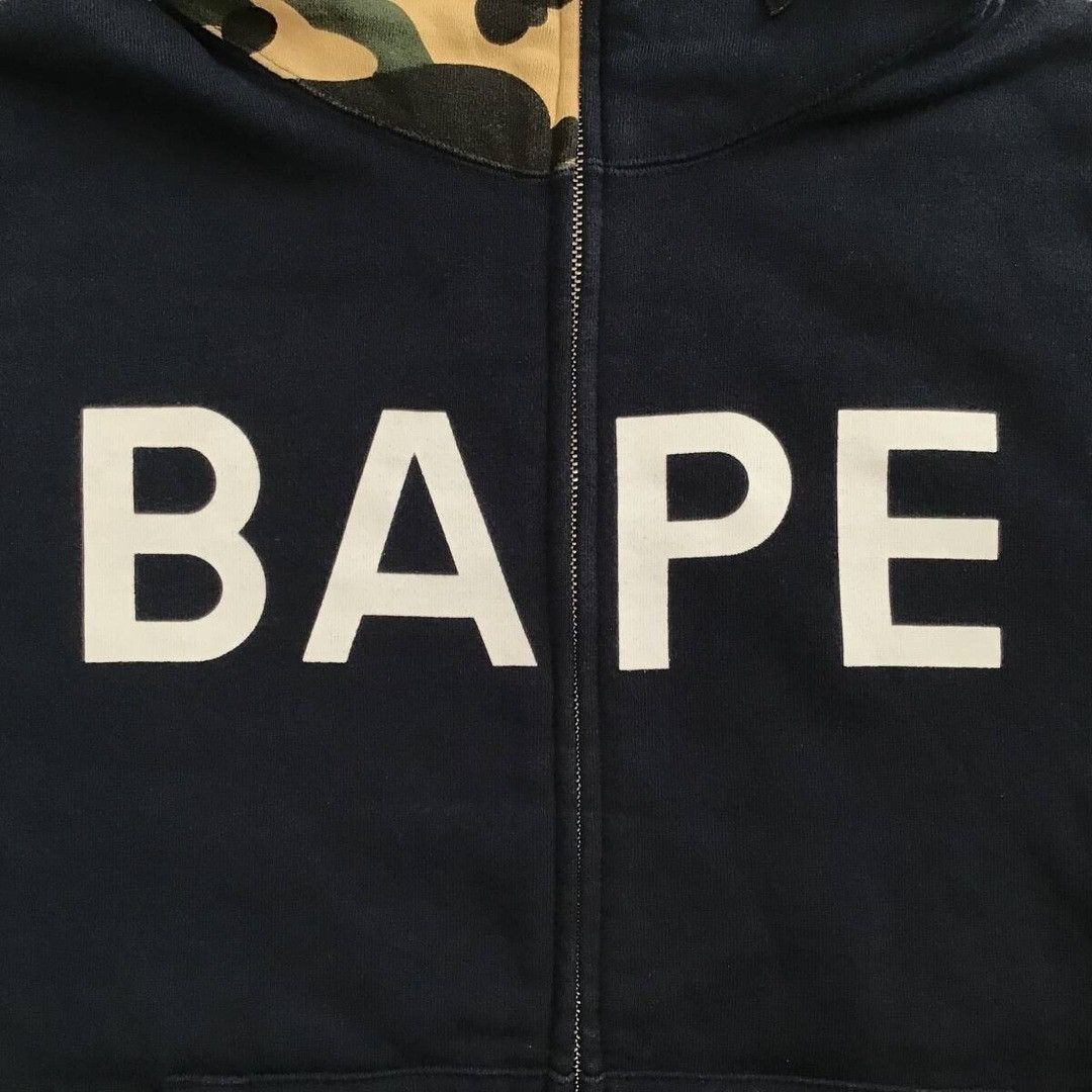 Bape BAPE logo shark full zip hoodie navy x 1st camo yellow APE Size US M / EU 48-50 / 2 - 2 Thumbnail