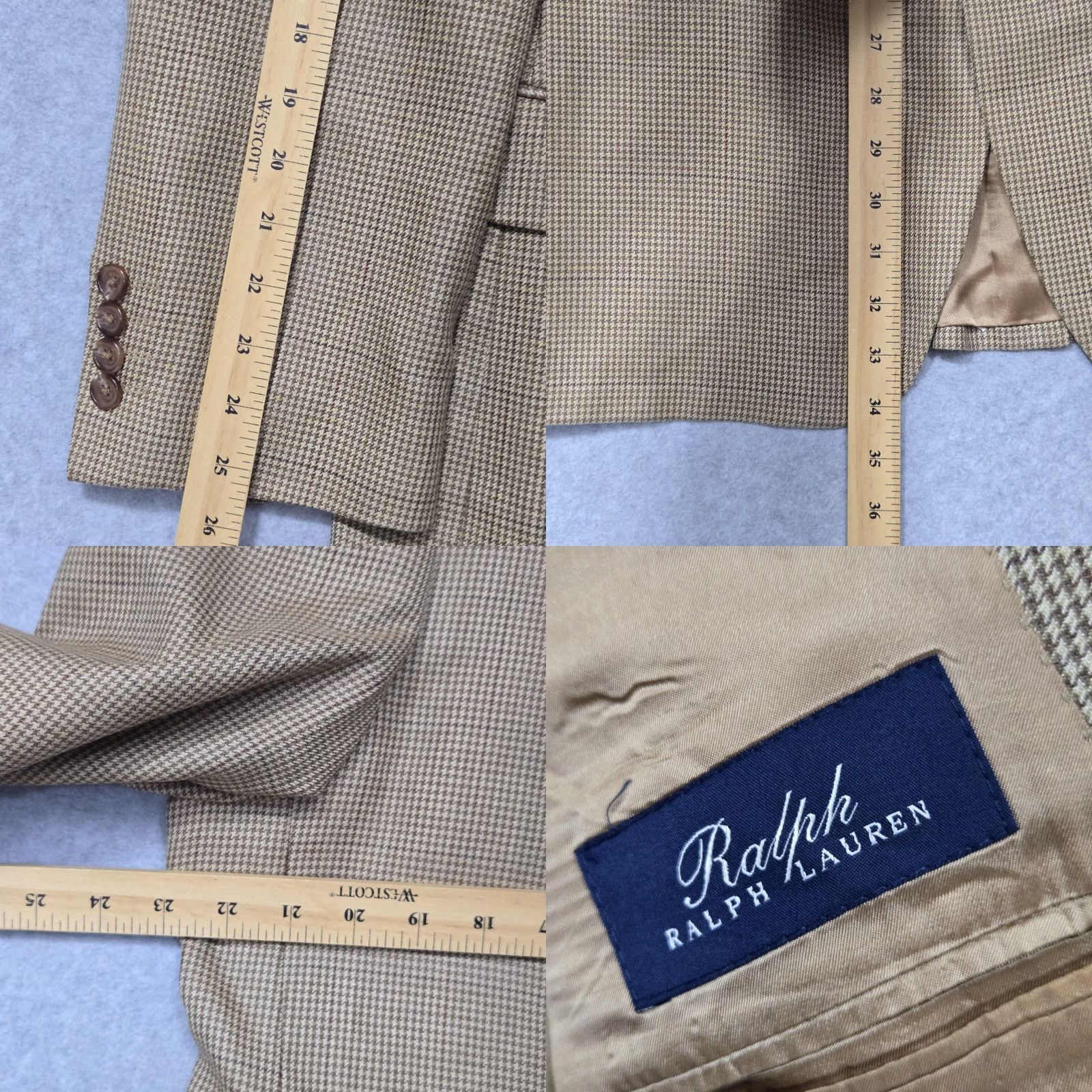 Ralph Lauren Ralph Lauren Blazer Mens 46 Long Tan Houndstooth Silk Wool Sport Coat Dillard's Size 46R - 8 Thumbnail