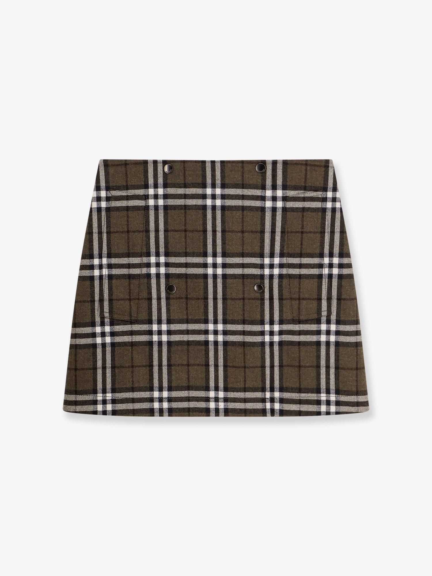 Burberry Burberry Grey Wool Kilt Skirt With Check Pattern