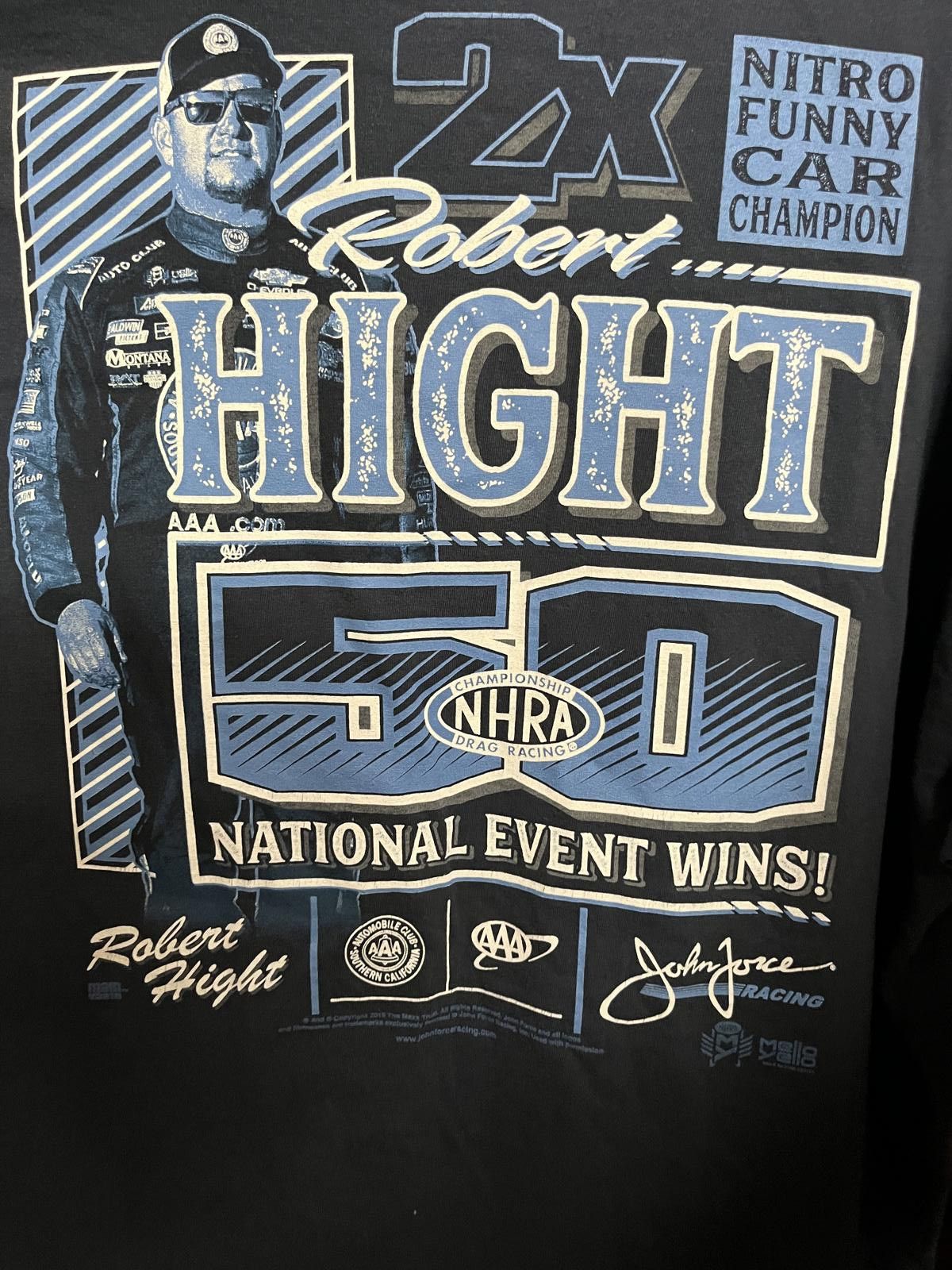 Designer Robert Hight T-shirt NHRA Drag Racing Nitro Funny Car Size US XXL / EU 58 / 5 - 4 Thumbnail