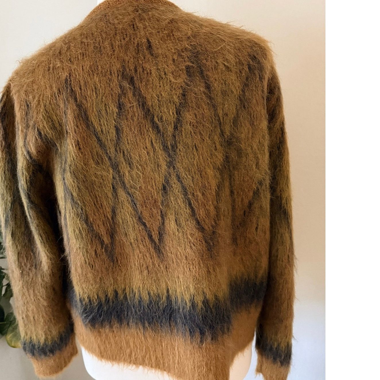 Celine Brushed Argyle Mohair Cardigan Sweater Size US L / EU 52-54 / 3 - 6 Thumbnail