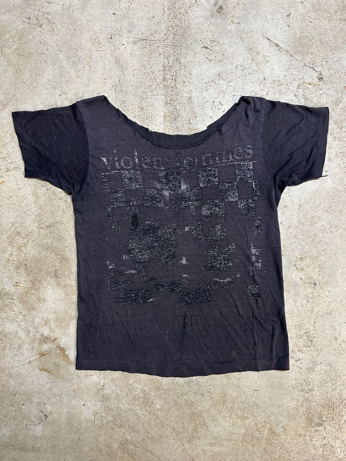 image of Band Tees x Rock Band Vintage 80’S Violent Femmes Gone Daddy Gone Chopped Tee in Black (Size Small)