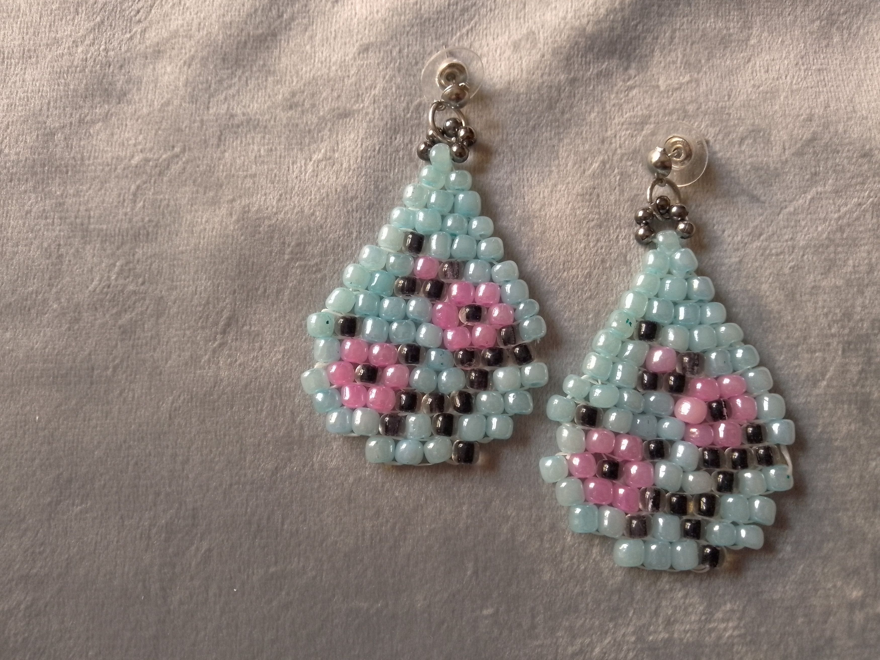 Handmade Necklace Pendant Earrings Teardrop Japanese Flower Pattern Size ONE SIZE - 3 Thumbnail