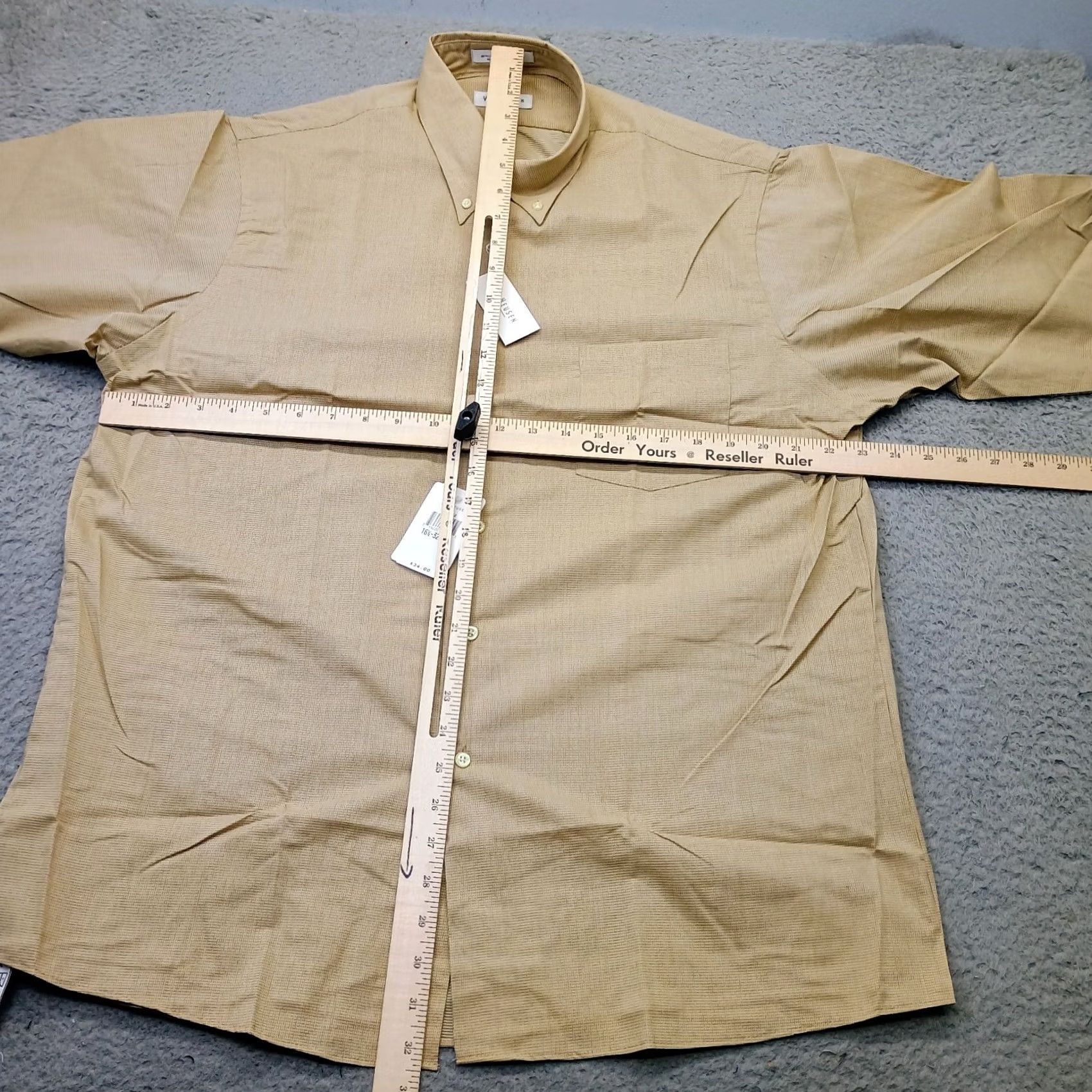 Van Heusen Van Heusen Dress Shirt Mens 16.5 Tan Long Sleeve Button-Down Size 46R - 5 Thumbnail