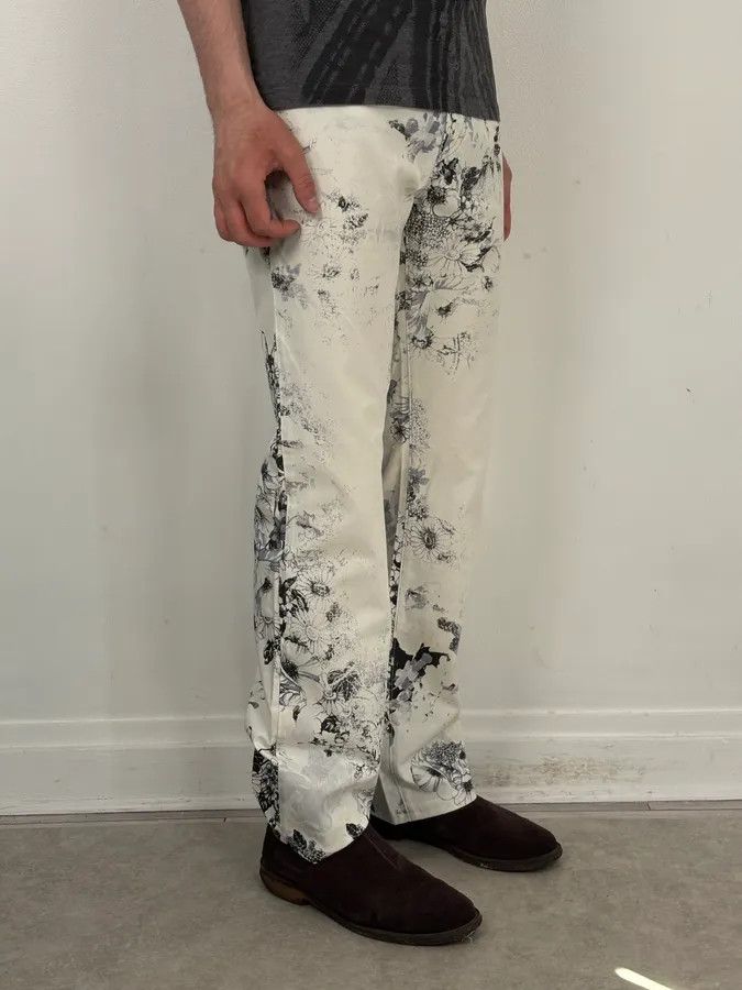 Just Cavalli 2000s Cavalli White Floral Obscure Cozy Pants Size US 32 / EU 48 - 3 Thumbnail