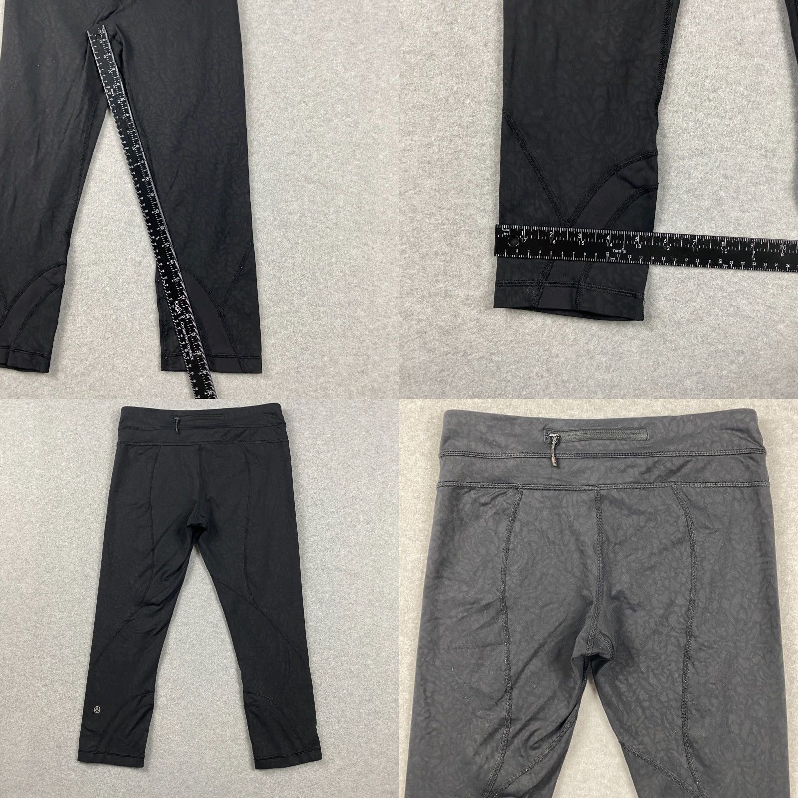 Lululemon Lululemon Leggings Womens 6 Black Floral Cropped Zip Pocket Mid Rise Yoga Gym Running Athleisure Size 28" / US 6 / IT 42 - 8 Thumbnail