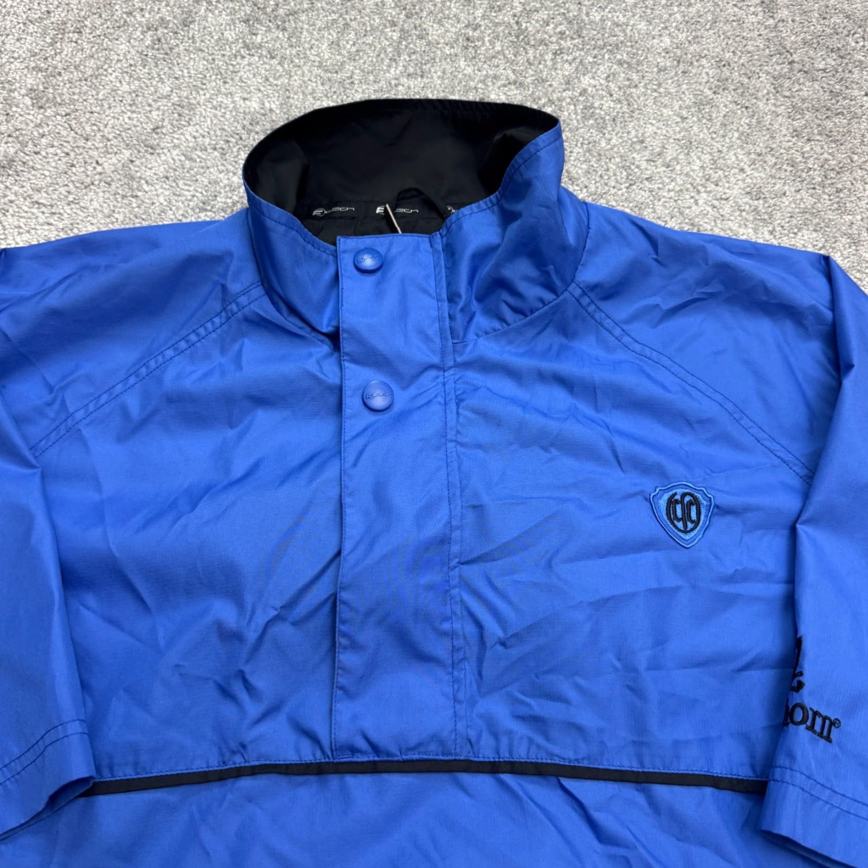Vintage Firethorn Windbreaker Jacket Mens Medium Blue Short Sleeve 1/4 Snap Casual Golf Breathable Pockets Logo Size US 31 - 4 Thumbnail