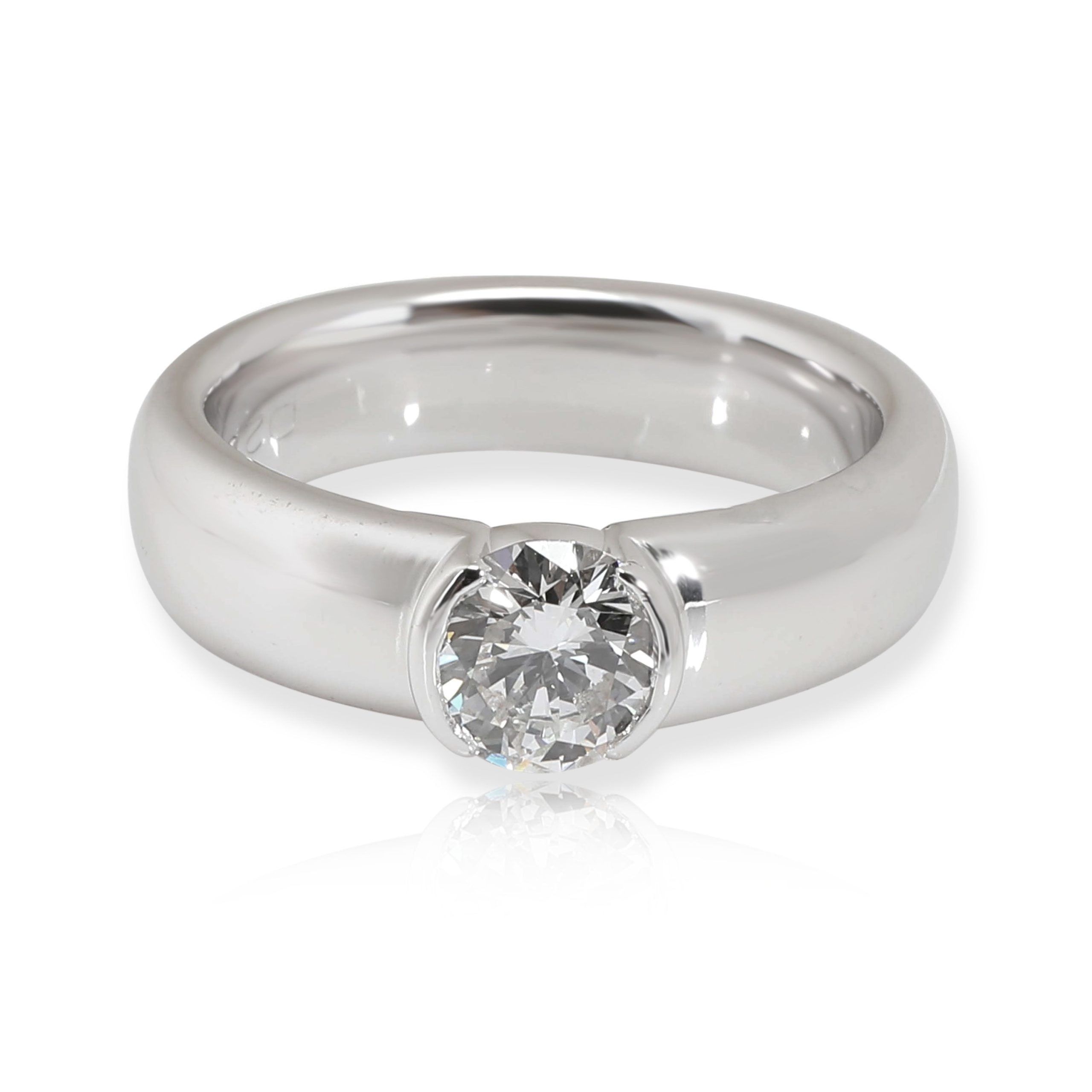 image of Tiffany Co Tiffany & Co. Semi-Bezel Diamond Engagement Ring In Platinum 0.74 Ctw in Gold, Women's