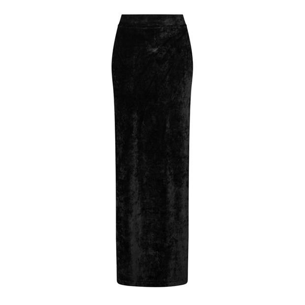 o1g2r1mq0924 Velvet Maxi Skirts in Black