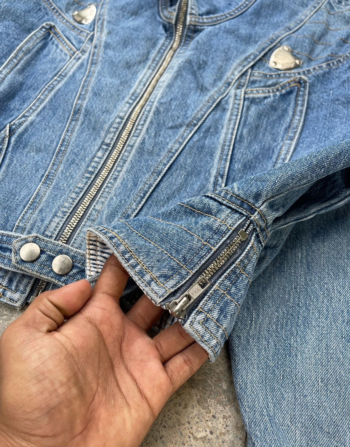 If Six Was Nine 🔥Vintage Scour Racing Crop Denim Jacket Size M / US 6-8 / IT 42-44 - 8 Thumbnail