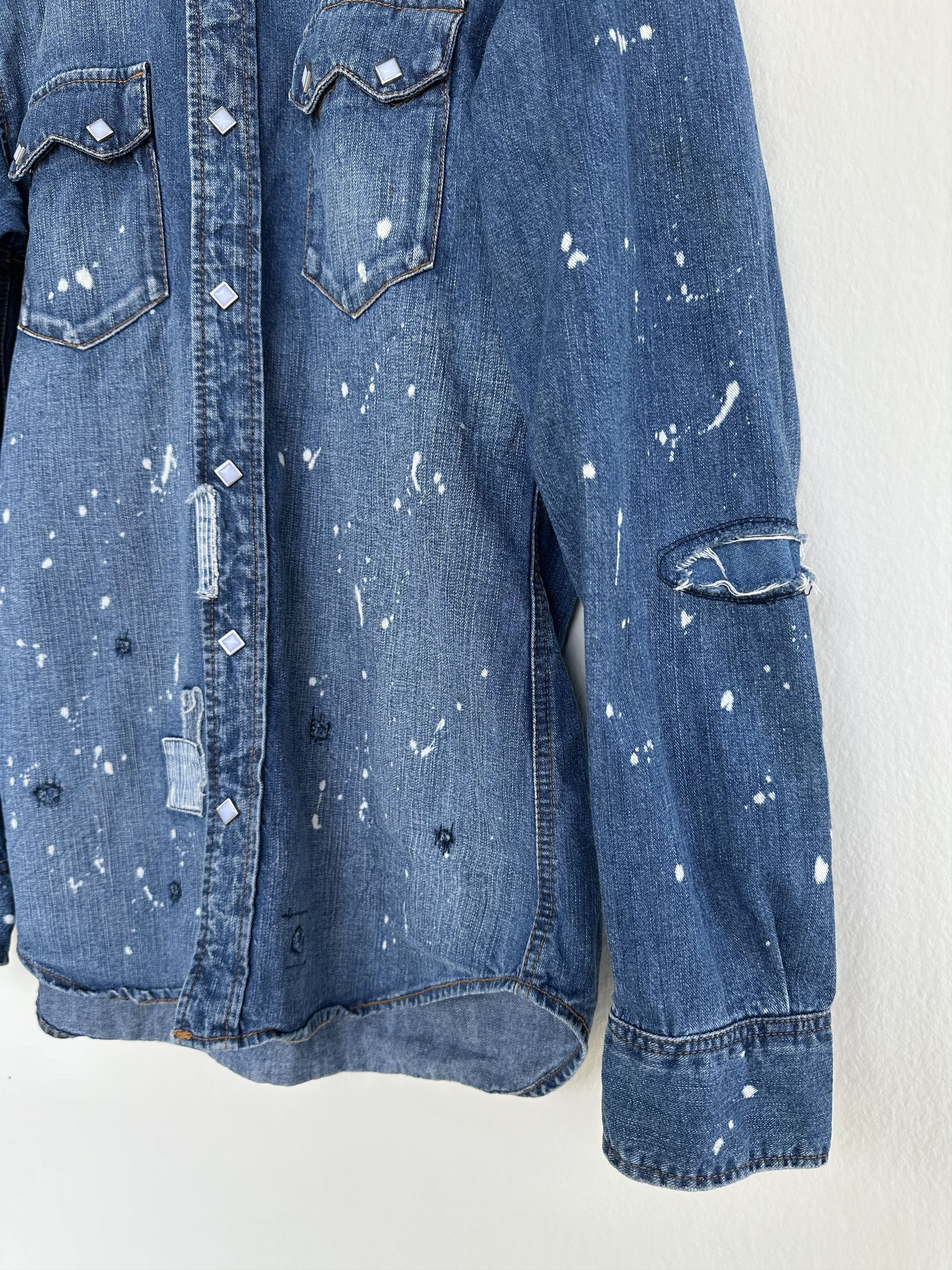 Takeo Kikuchi Vintage TK Paint Splatter Patchwork Western Shirt Size US L / EU 52-54 / 3 - 6 Thumbnail