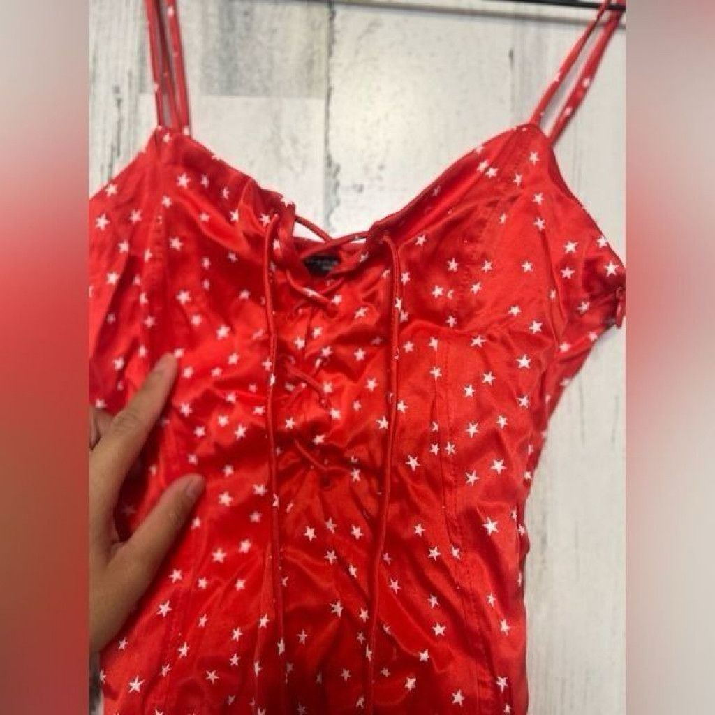 Zara Zara Red Star Print Lace-Up Bodysuit Size XS NWT Size XXS / US 00 / IT 34 - 11 Thumbnail