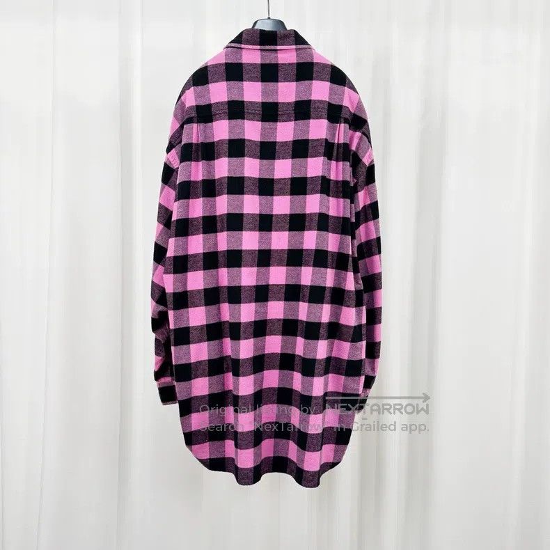 Balenciaga Balenciaga Black and Pink Lettering Printed Plaid Shirt Ja Size XXS / US 00 / IT 34 - 2 Thumbnail