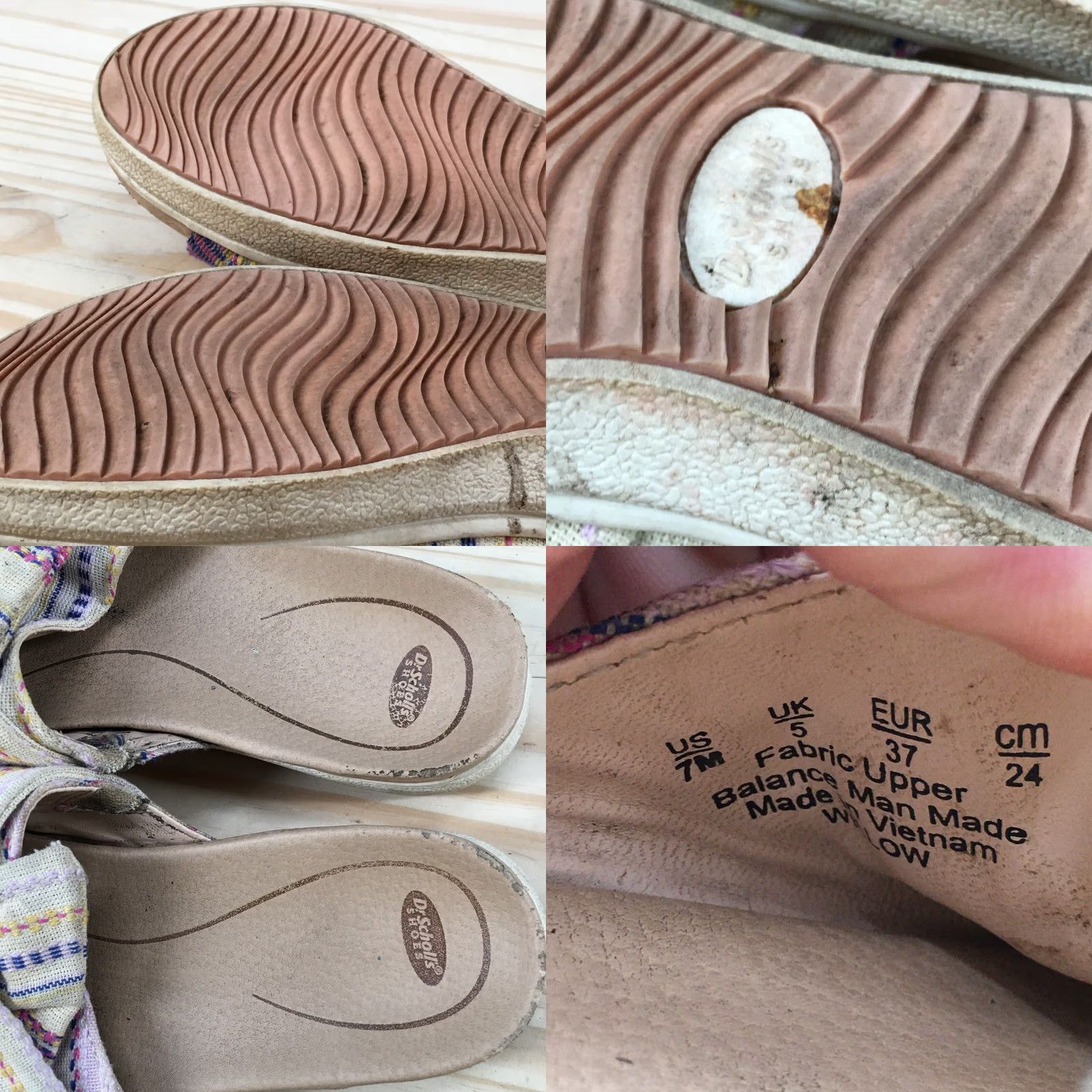 Vintage Dr Scholl's Sandals Womens 7 M Willow Slide Flats Slip On Beige Fabric Open Toe Size US 7 / IT 37 - 9 Thumbnail