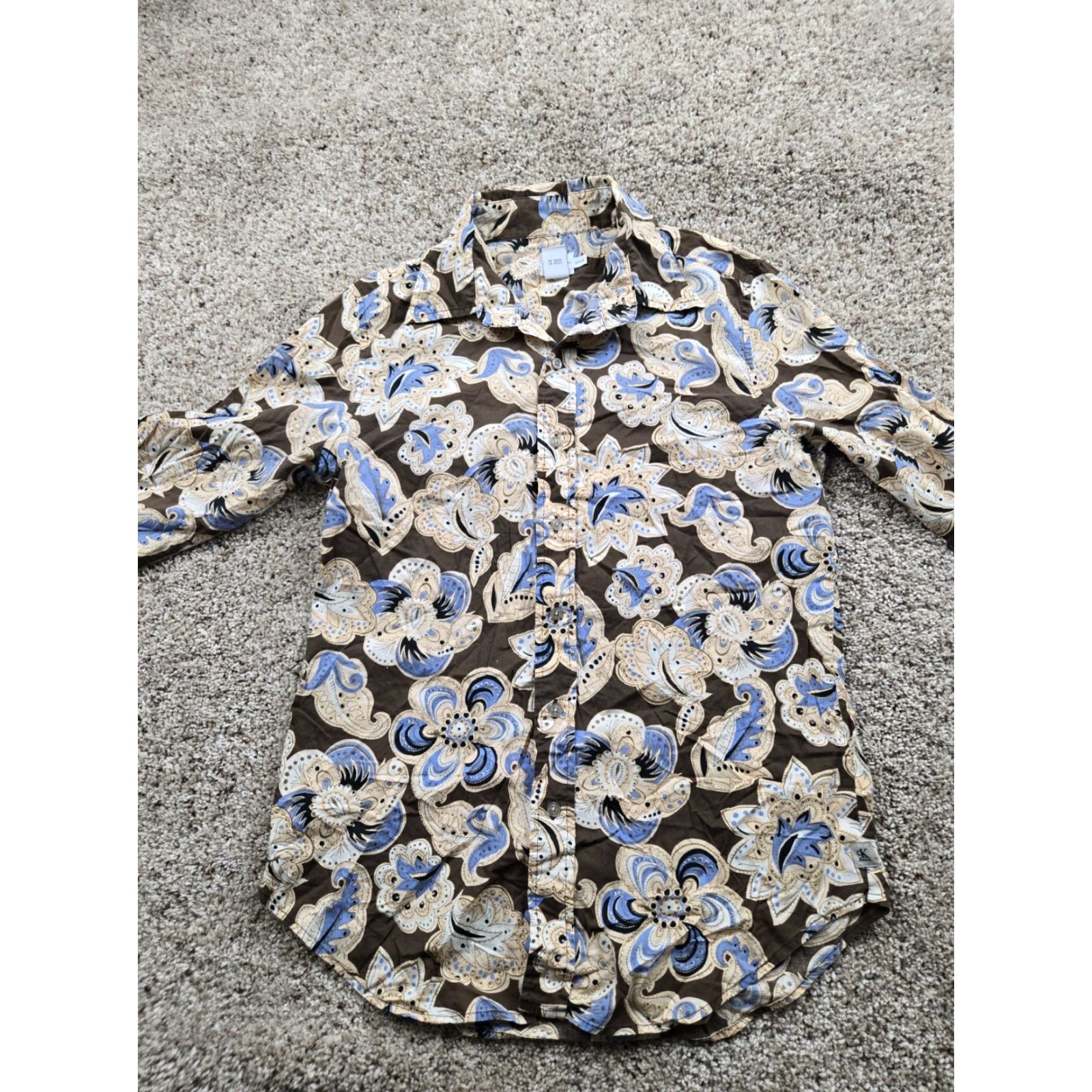 Calvin Klein Calvin Klein Shirt Mens Small Button Up Brown Floral Paisley Long Sleeve Size US S / EU 44-46 / 1 - 3 Thumbnail