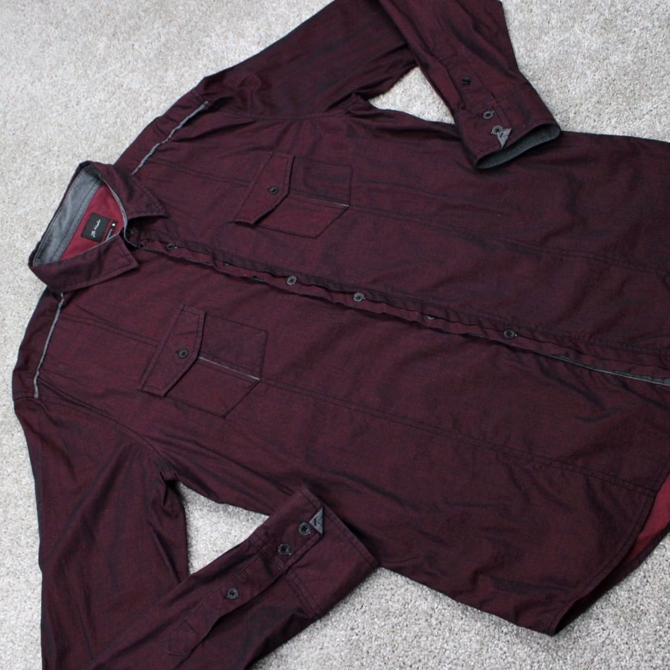 Vintage J.B. Holt Athletic Fit Shirt Mens Large Red Cotton Stretch Long Sleeve Button Up Size US L / EU 52-54 / 3 - 7 Thumbnail