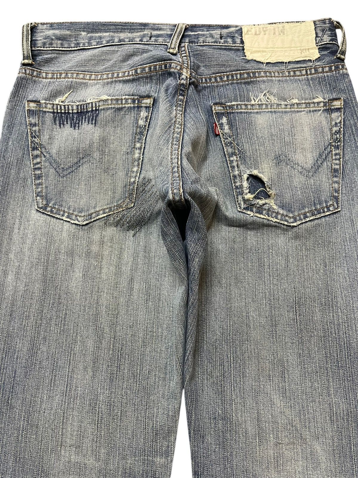 Edwin Vintage Edwin XV Faded Wash Distressed Wide Leg Flare Jeans Size US 30 / EU 46 - 5 Thumbnail