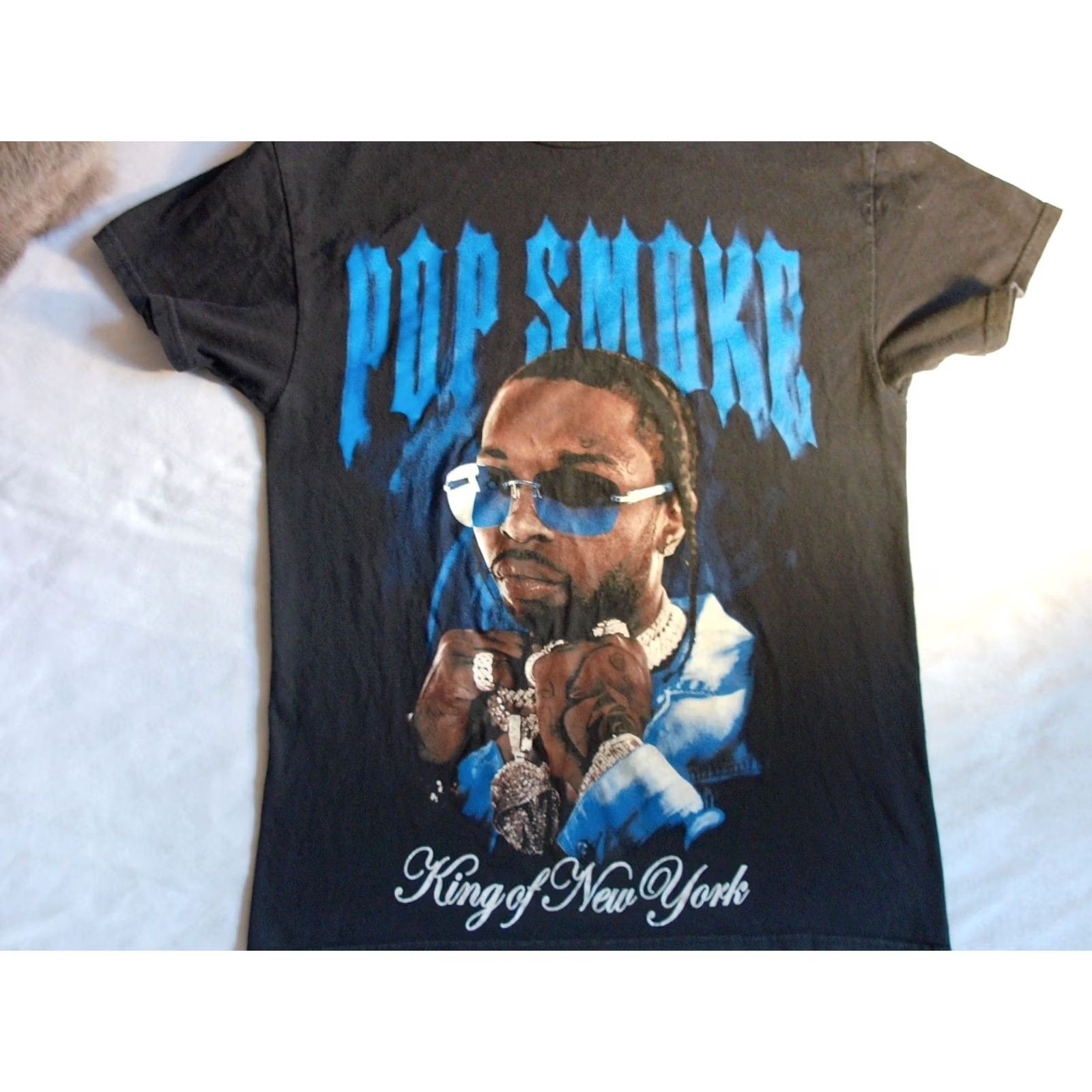Vintage Pop Smoke King of New York t shirt Mens M Black Cotton Graphic Print Hip Hop NYC 2010s VINTAGE Size US M / EU 48-50 / 2 - 3 Thumbnail