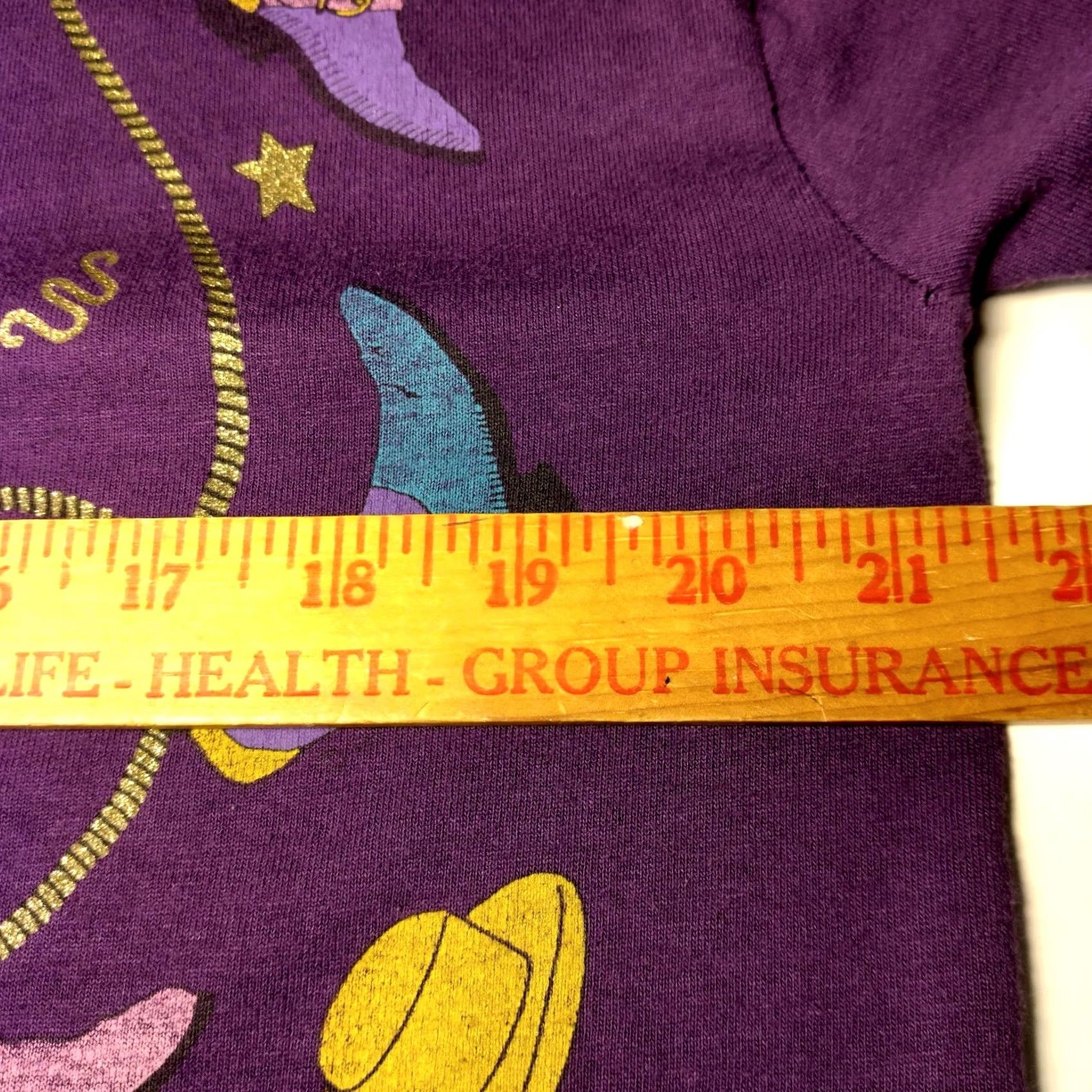 Fruit Of The Loom Vintage Cowboy Shirt Large Purple Glitter Single Stitch Cotton Blend Size US L / EU 52-54 / 3 - 6 Thumbnail