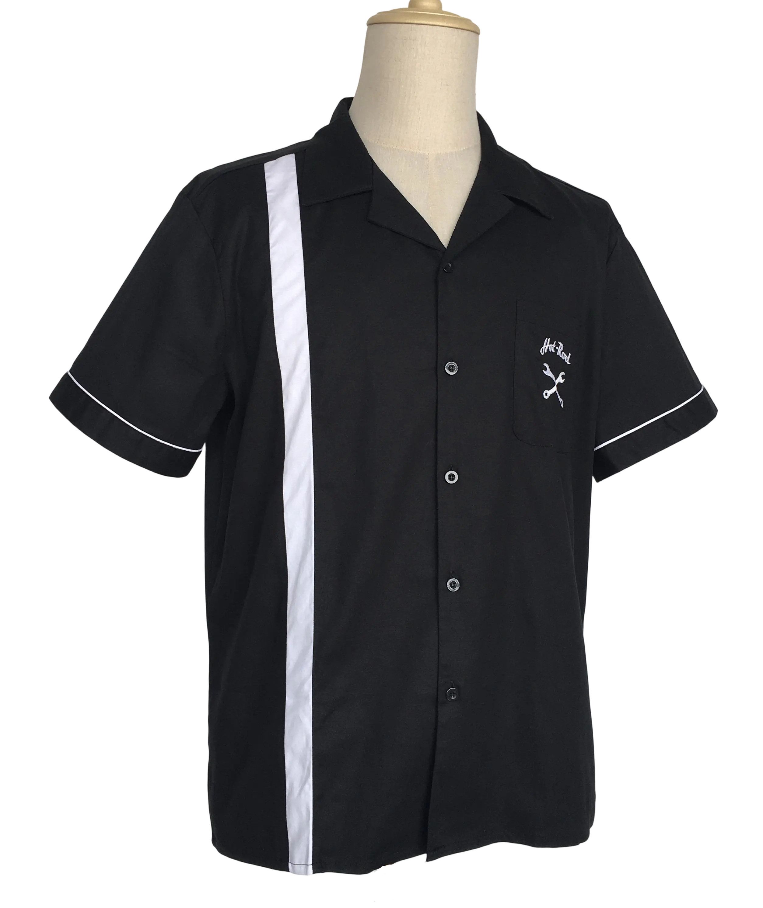 Other Black Retro Bowling Shirts Embroidery Cotton Men Shirt Size US S / EU 44-46 / 1 - 2 Thumbnail