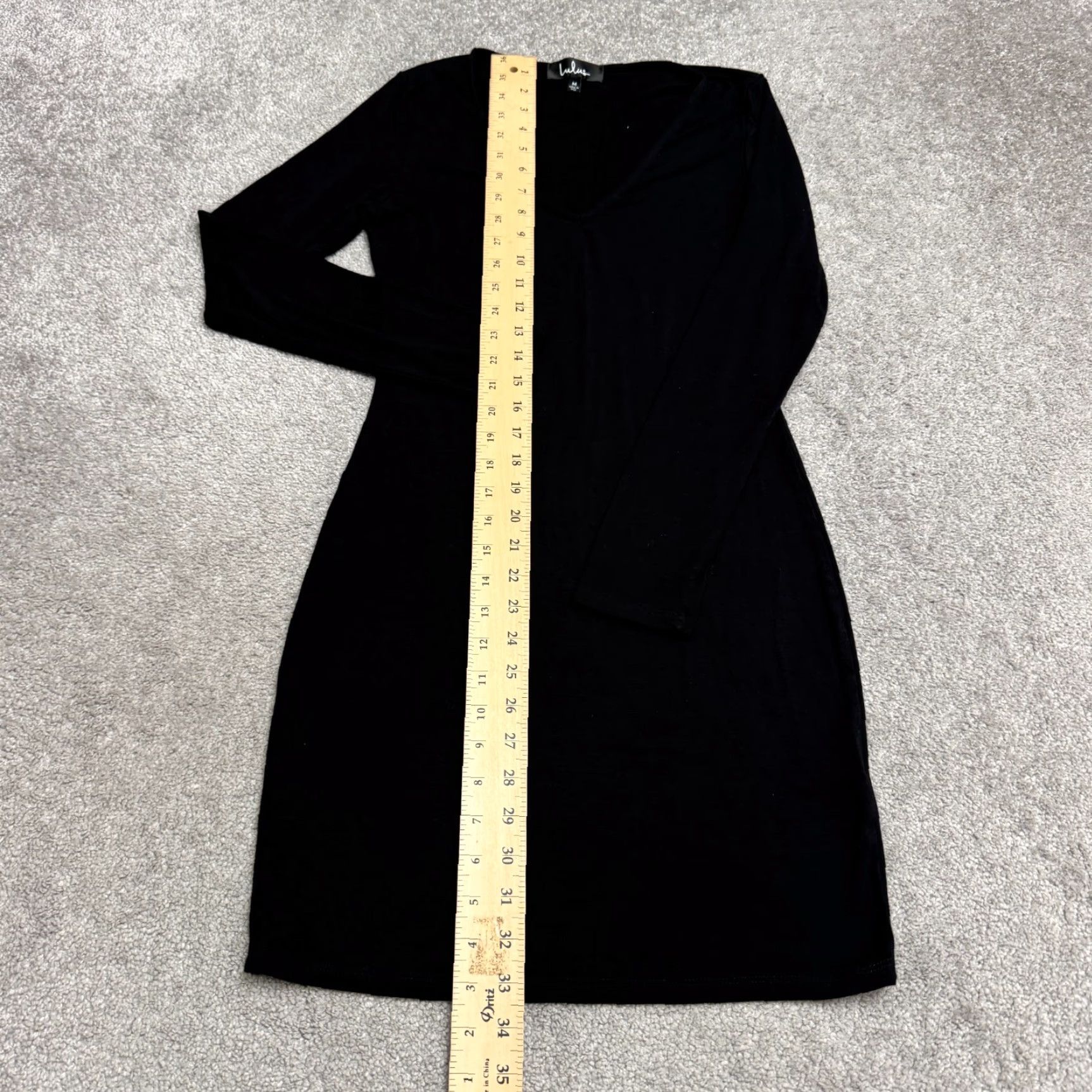 Lulus Lulus Black Long Sleeve V-Neck Pencil Dress Womens Medium Stretch Size M / US 6-8 / IT 42-44 - 7 Thumbnail
