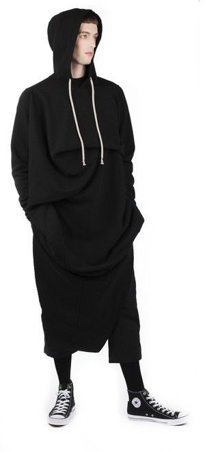 image of Rick Owens x Rick Owens Drkshdw Black Twisted Seahorse Hoodie, Men's (Size Large)