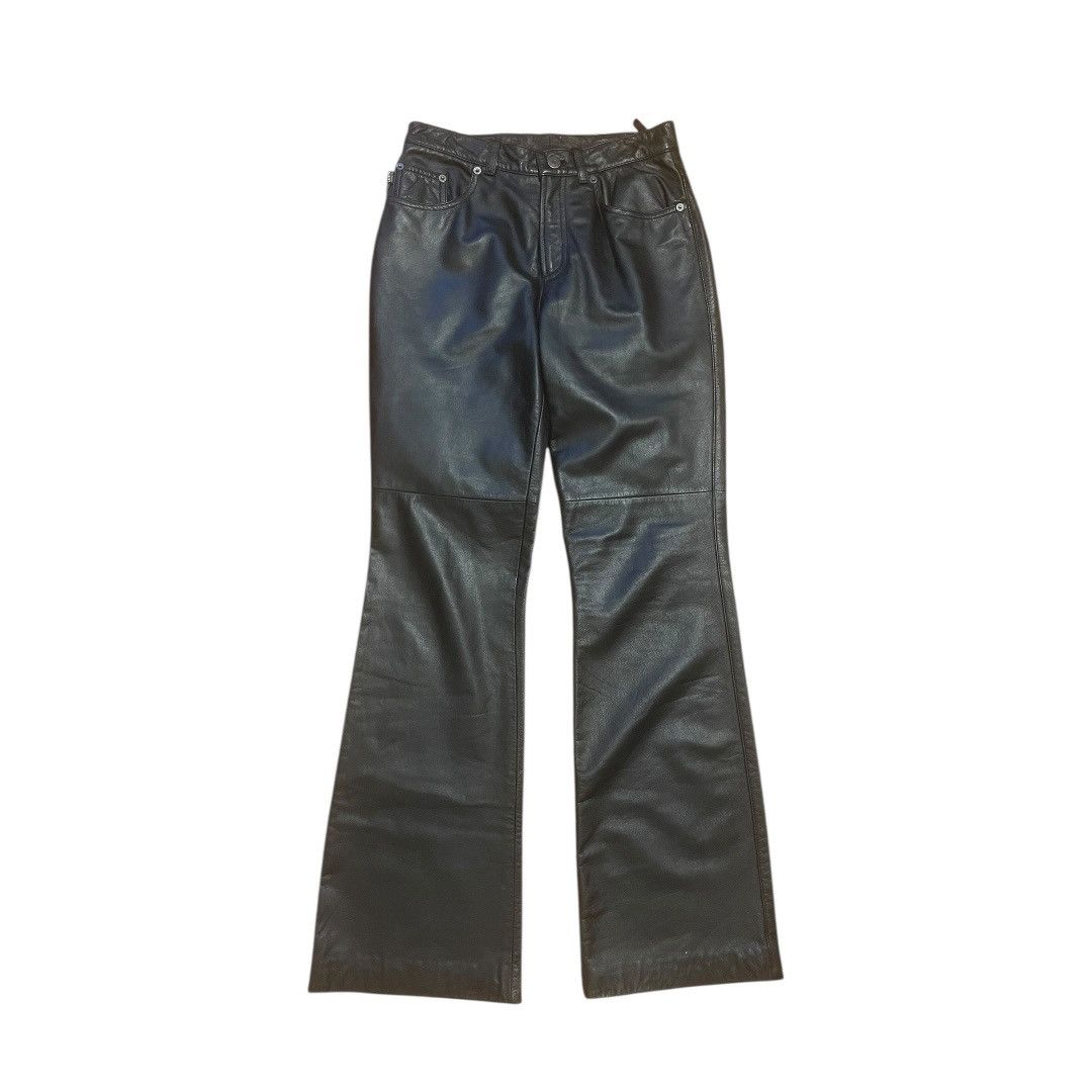 Ralph Lauren Black Y2K Leather Flared Women Pants Sz 4