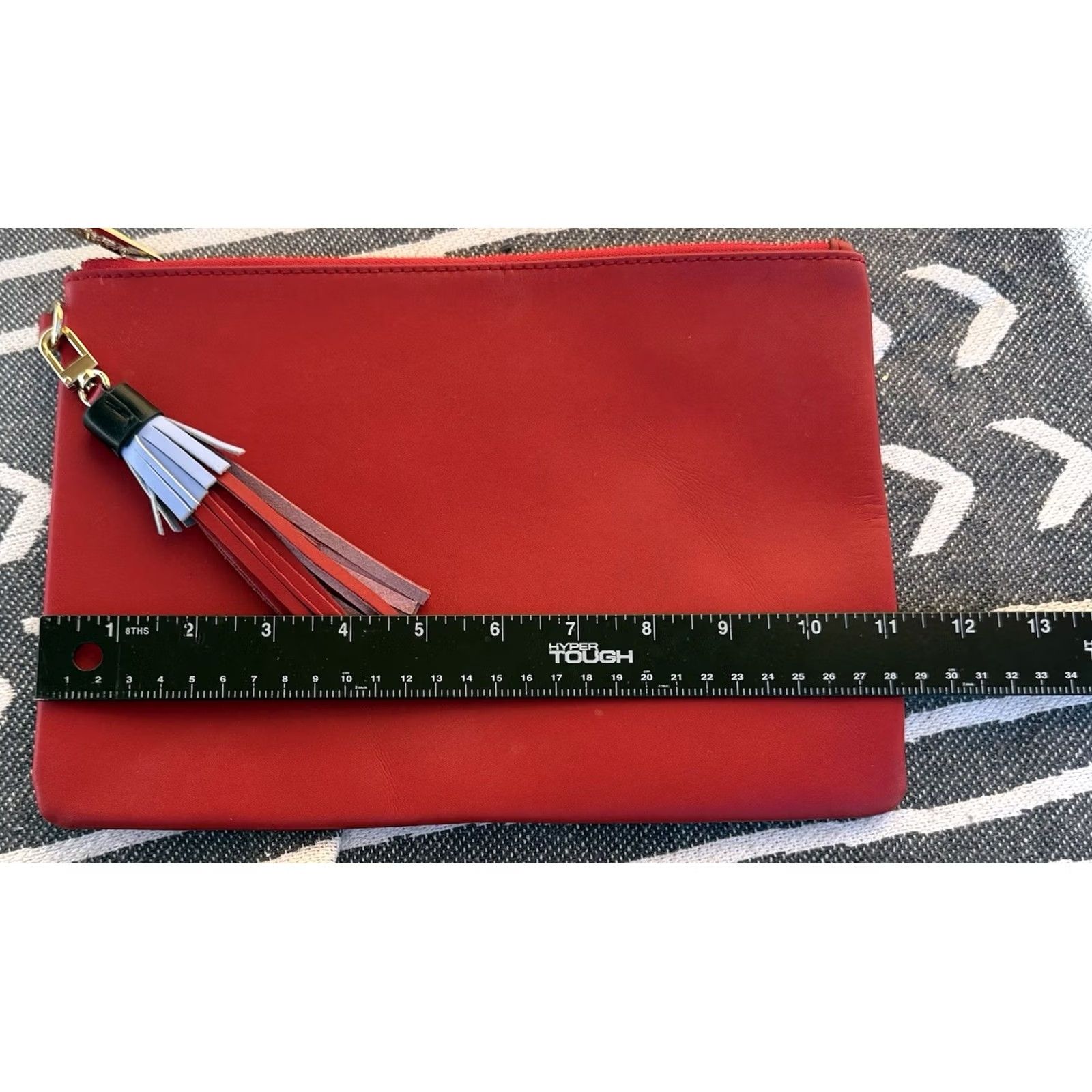 Saks Fifth Avenue Saks Fifth Avenue Red Leather Tassel Clutch Bag Pouch Clutch Women Tassel Red Leather Saks Fifth Avenue Size ONE SIZE - 3 Thumbnail