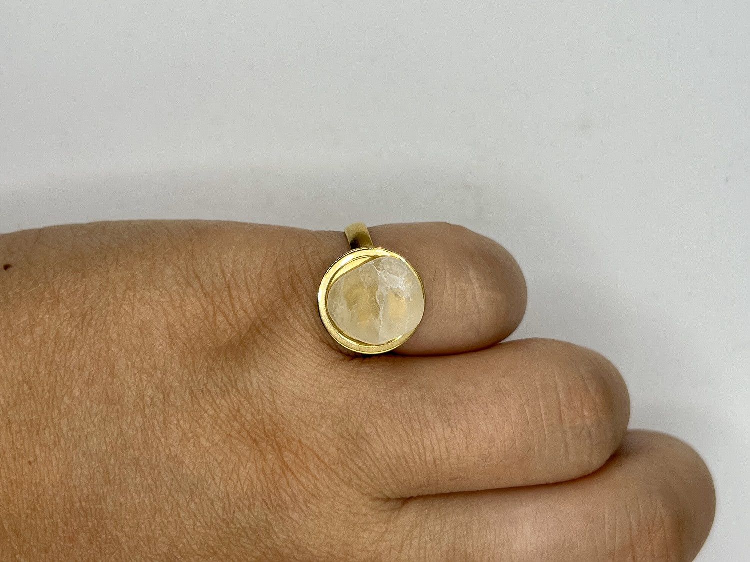 Handmade Moon Quartz Gold Stainless Steel Ring - size 7.75 Size ONE SIZE - 4 Thumbnail