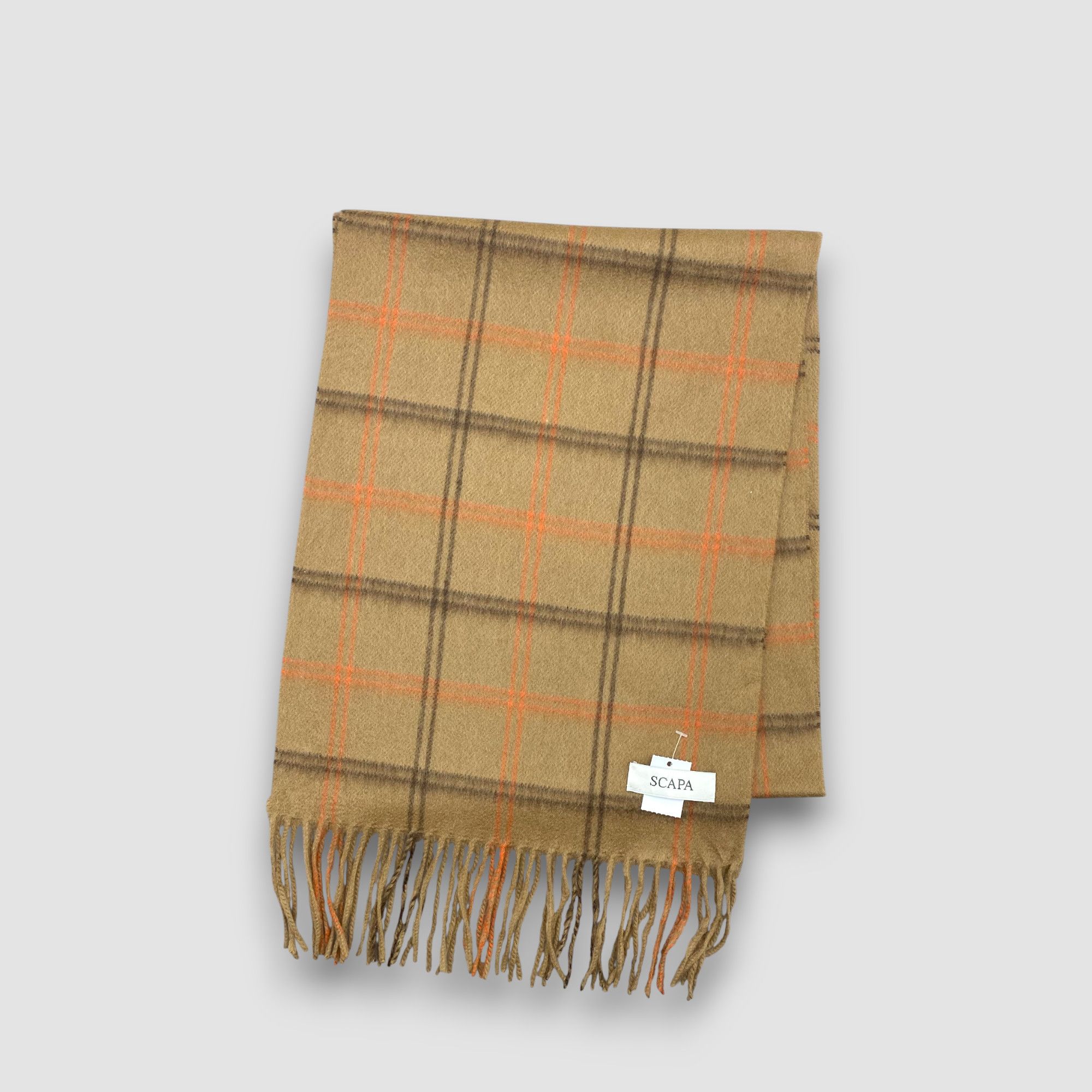 Japanese Brand Vintage Scapa Scarf Muffler Wool Plaid Fringe Neck Scarves Size ONE SIZE - 3 Thumbnail