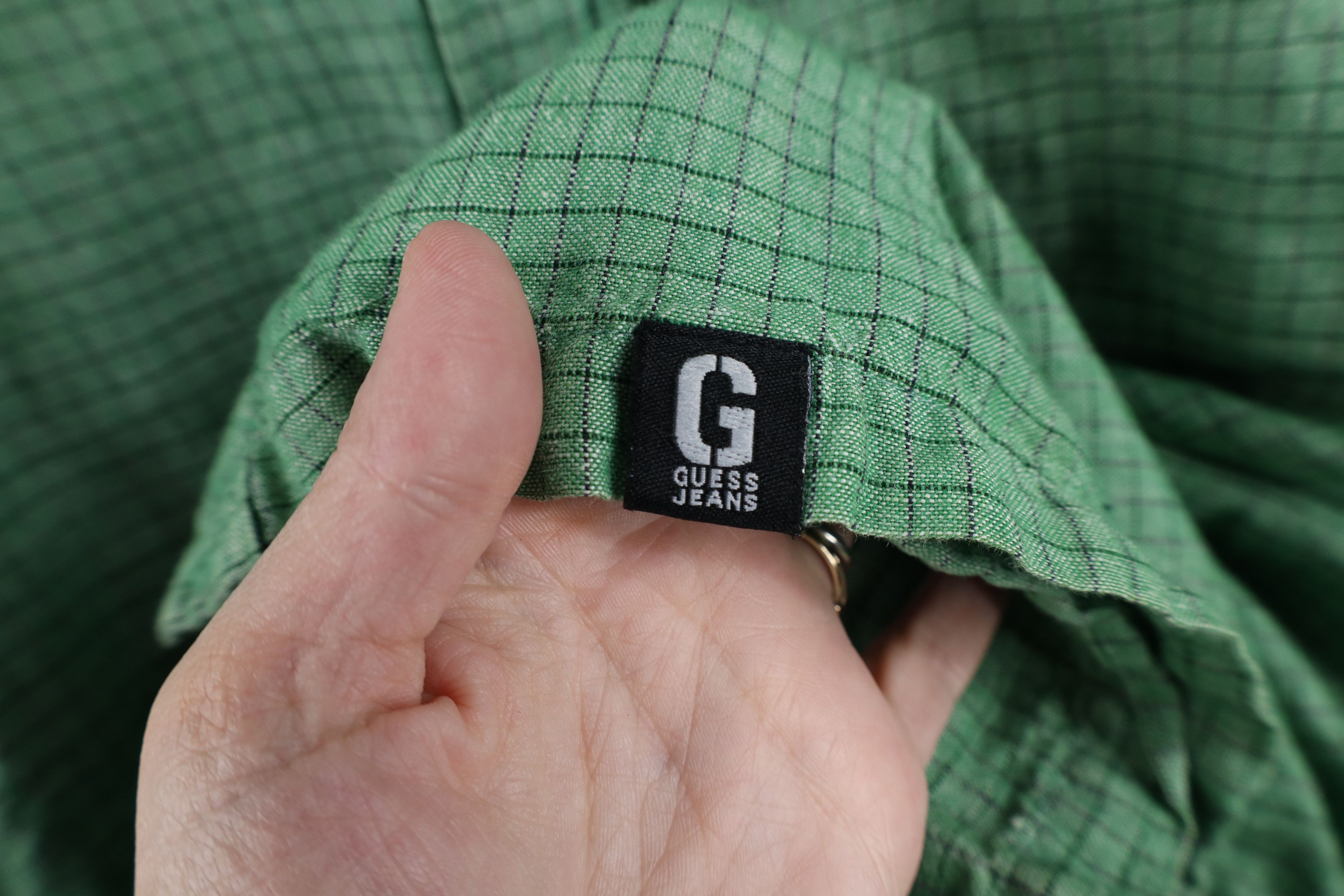 Guess × Vintage Vinage 90s Guess Linen Short Sleeve Button Shirt Green Plaid Size US XXL / EU 58 / 5 - 4 Thumbnail