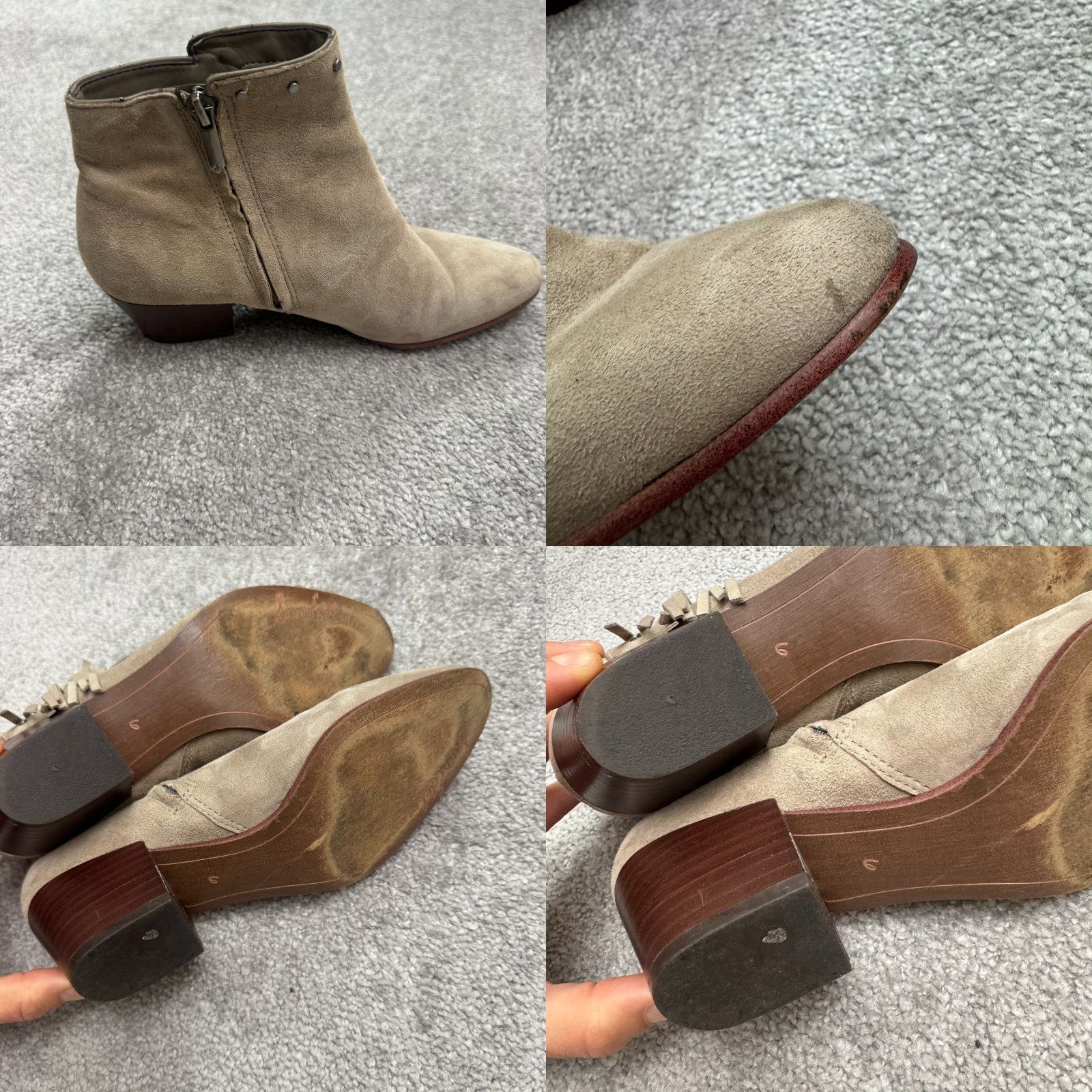 Sam Edelman VINTAGE Sam Edelman Ankle Boots Womens 6M Cowhide Fringe Studded Leather Bootie Brown Western Style Size US 6 / IT 36 - 8 Thumbnail