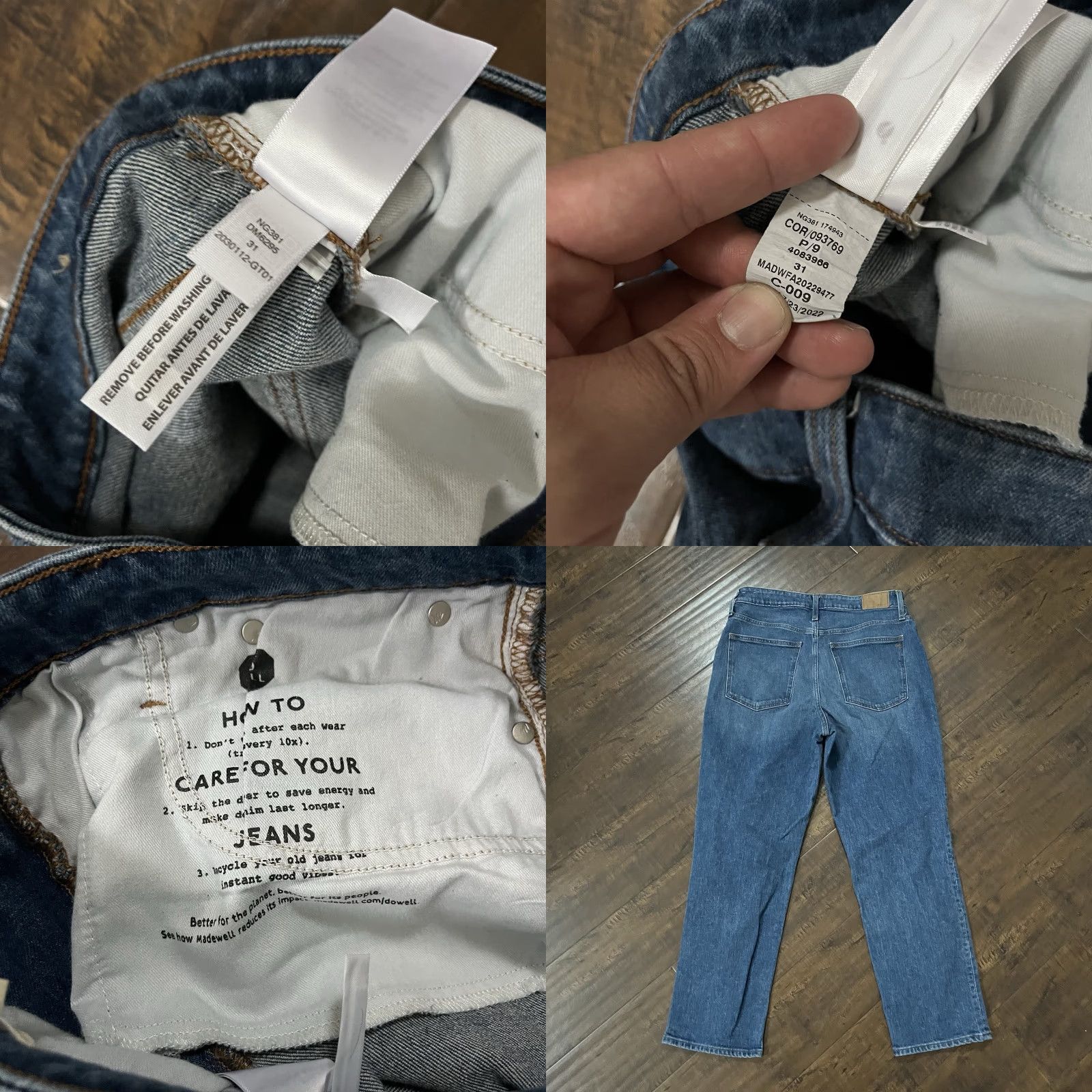 Madewell Madewell Jeans Womens 32x28 High Rise Blue Whiskers Distressed Pockets Stretch Jeans Straight 32 Regular Womens Size 24" / US 00 / IT 34 - 8 Thumbnail