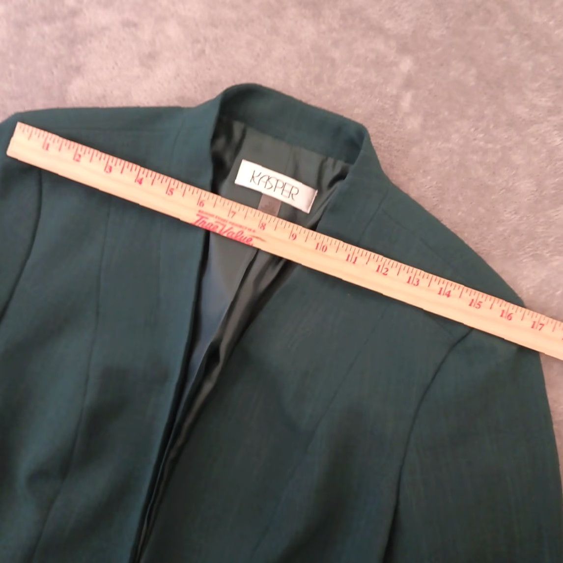 Kasper Kasper Blazer Womens Size 12 Green Long Sleeve Lined Pockets Shawl Lapel Cardigan/Jacket Blazer Shirt? Size XL / US 12-14 / IT 48-50 - 3 Thumbnail