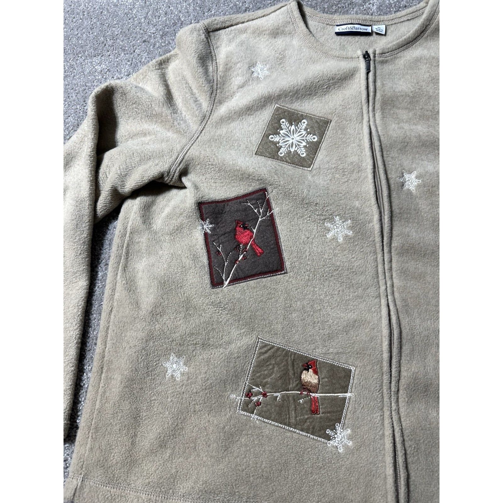 Croft & Barrow VINTAGE Croft & Barrow Sweater Full Zip Women XL Beige 90s Bird Snowflakes Christmas Holiday Winter Cozy Cottagecore Mens? Women? Size XL / US 12-14 / IT 48-50 - 4 Thumbnail