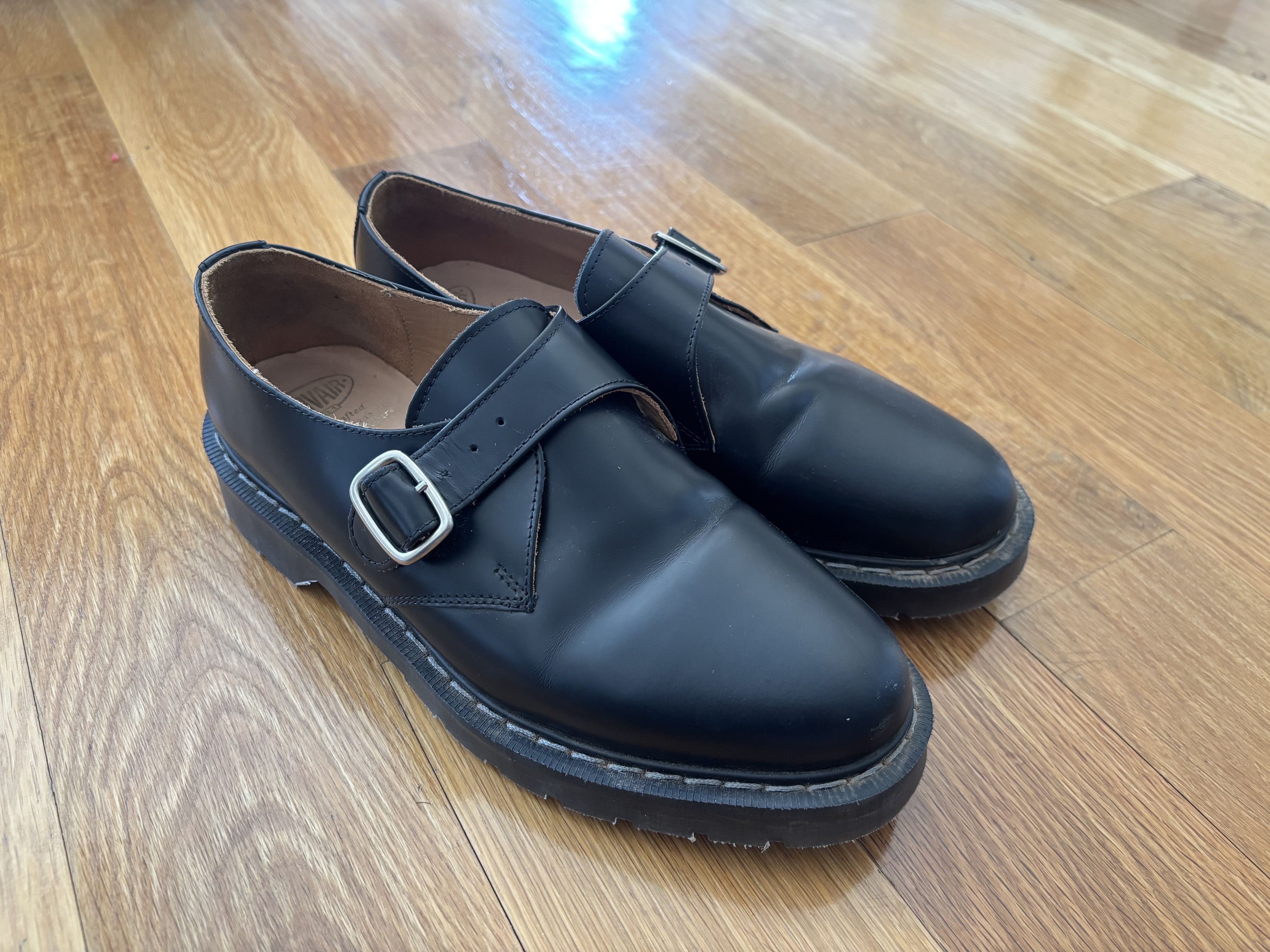 Solovair NPS Solovair Black Hi-Shine Monkstrap Shoes Size US 8 / EU 41 - 1 Thumbnail