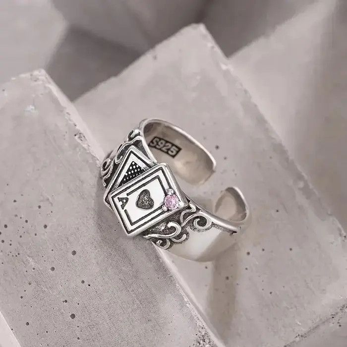 Jewelry Crystal Poker Ring Size ONE SIZE - 1 Thumbnail